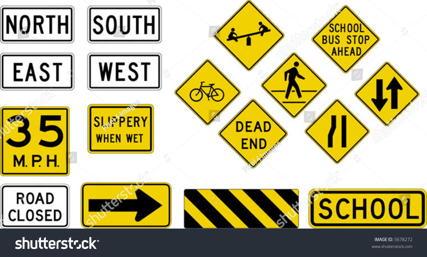 Vector Warning Road Signs Stock Vector (Royalty Free) 5678272 ...