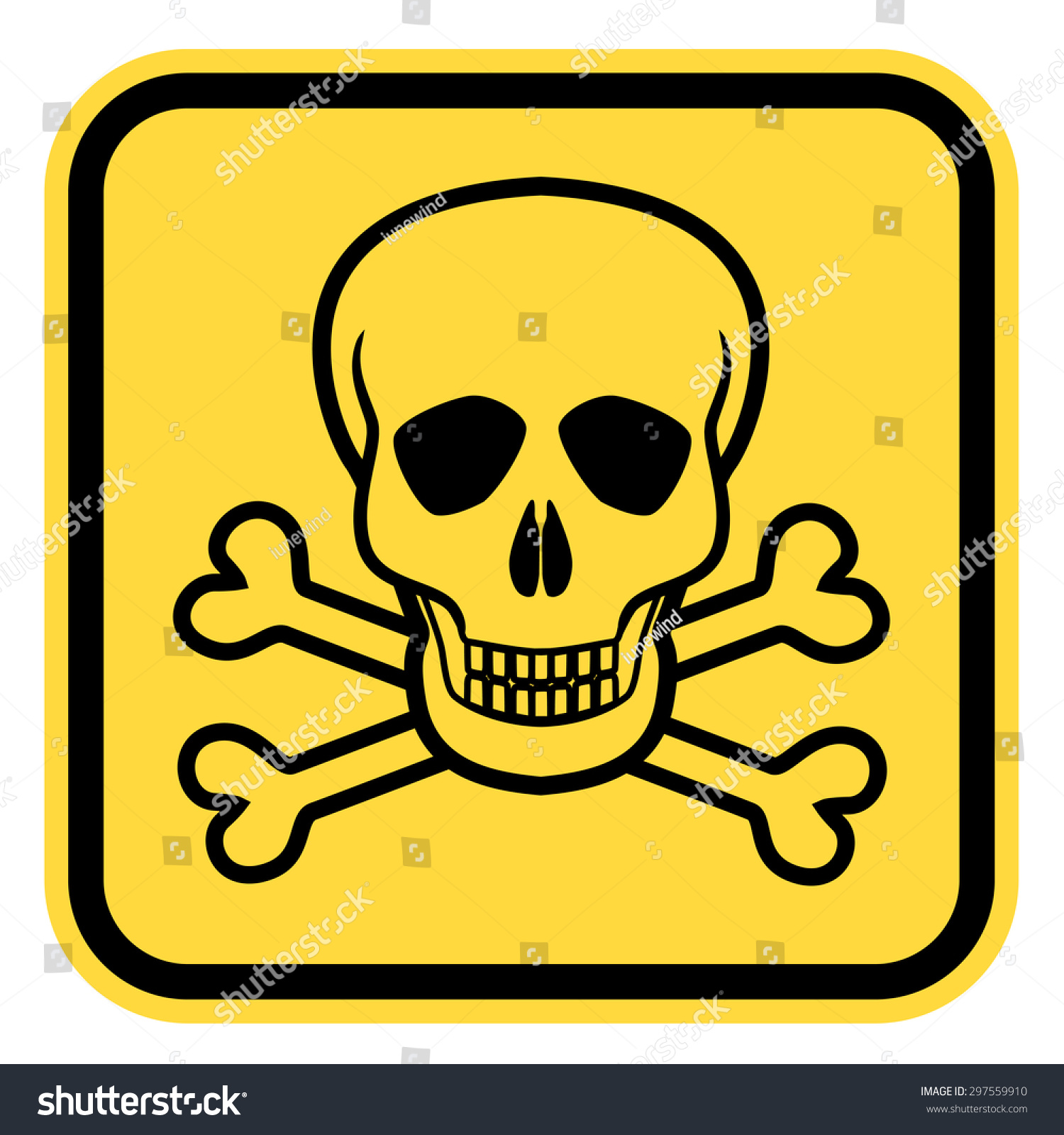 Vector Warning Yellow Road Sign With Skull And Crossed Bones - Symbols ...