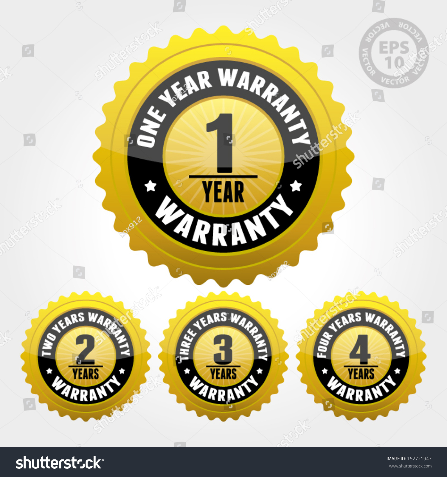 Vector : Warranty Badge And Sign With One, Two, Three, Four Years ...