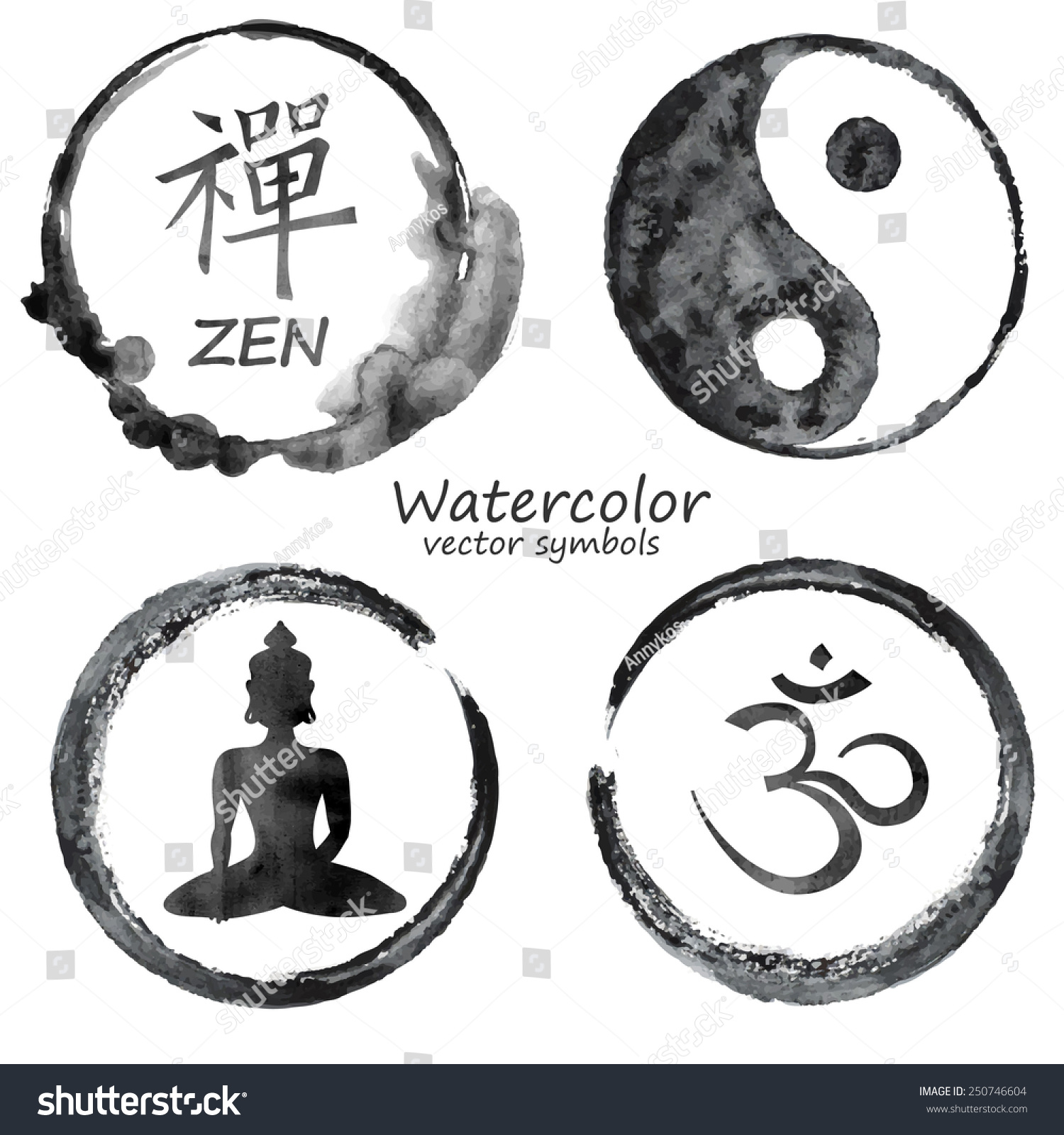 vector watercolor set yoga buddhism label stock vector vector watercolor set yoga buddhism label stock vector