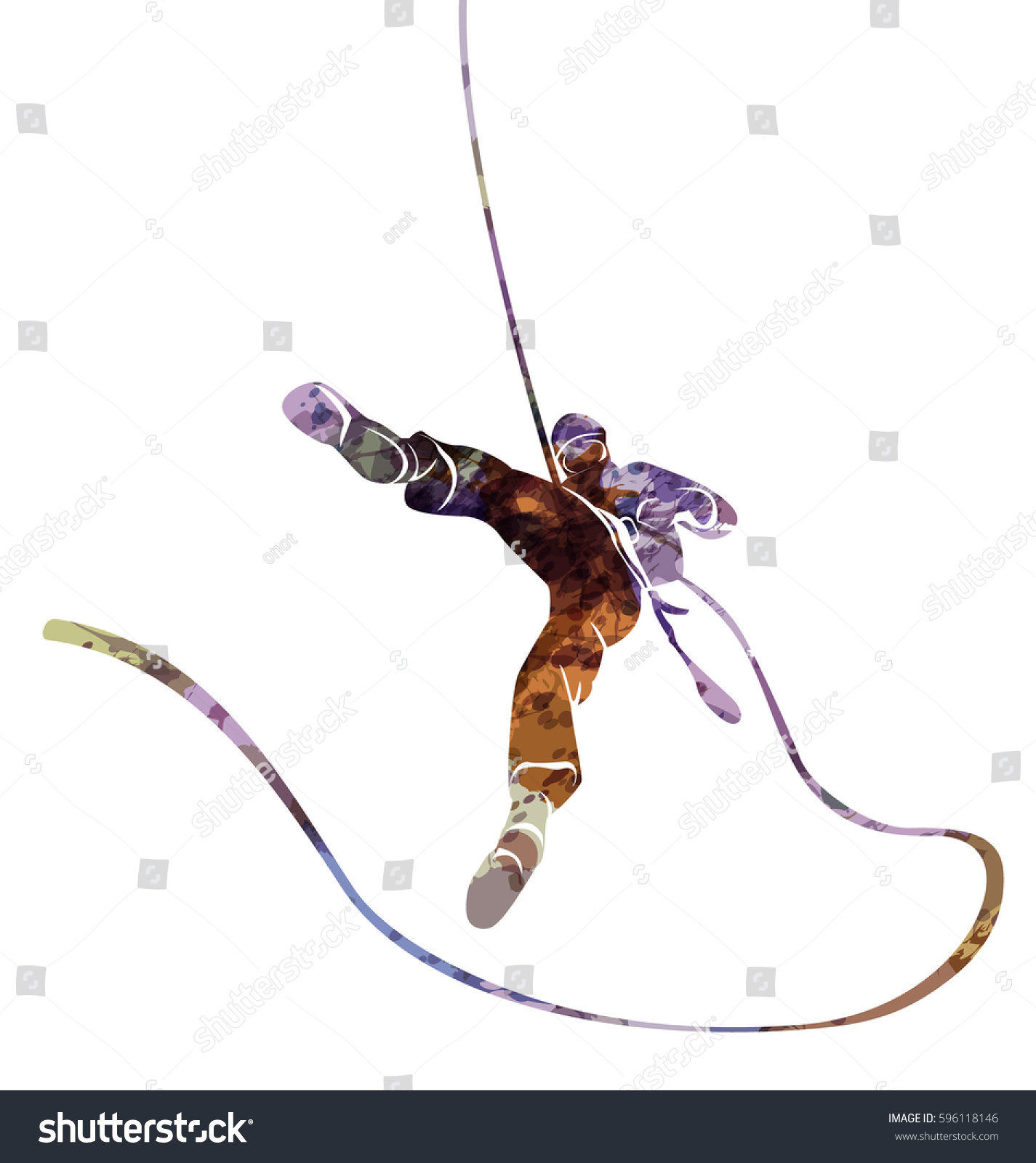 Vector Watercolor Silhouette Climber Abseil Stock Vector 596118146 ...