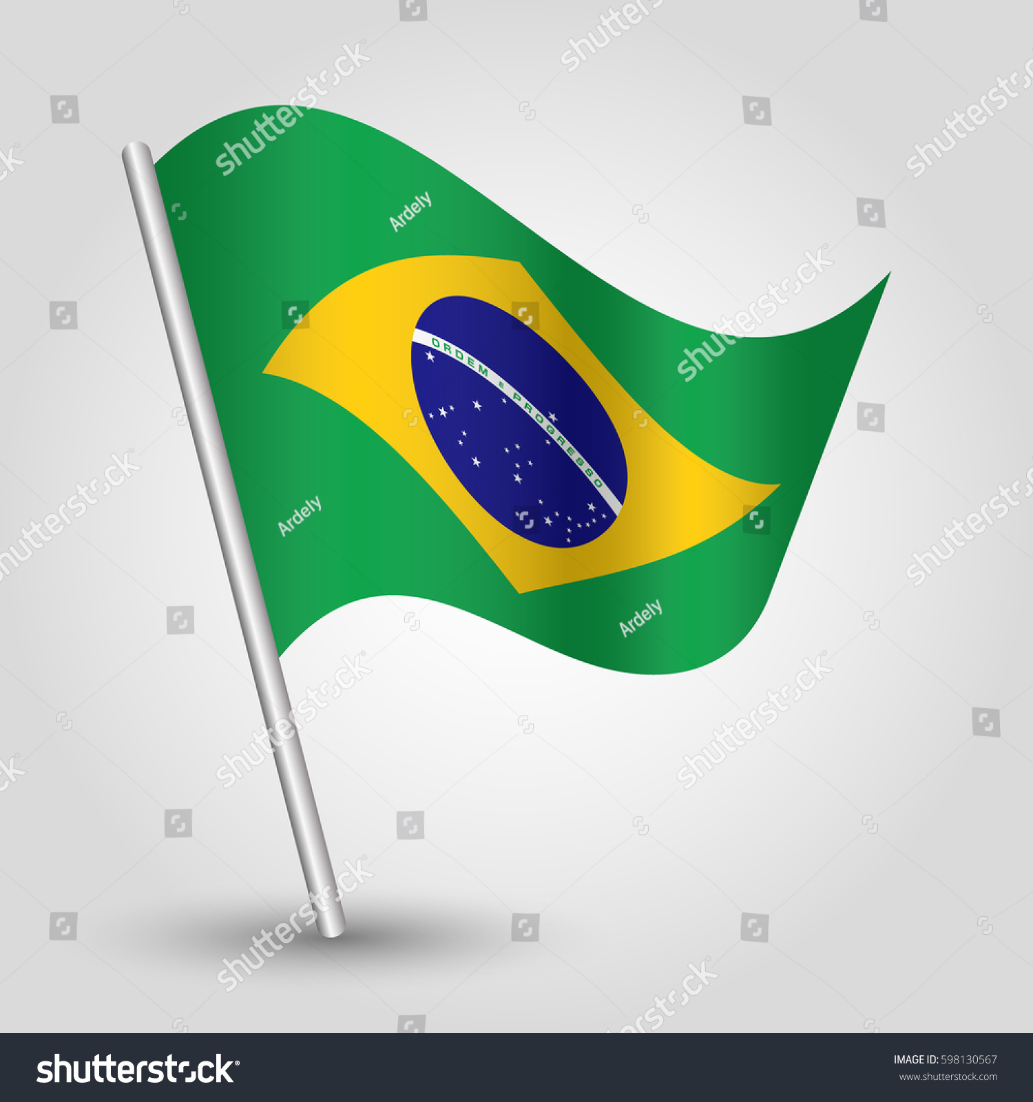 Vector Waving Simple Triangle Brazilian Flag Stock Vector (Royalty Free ...