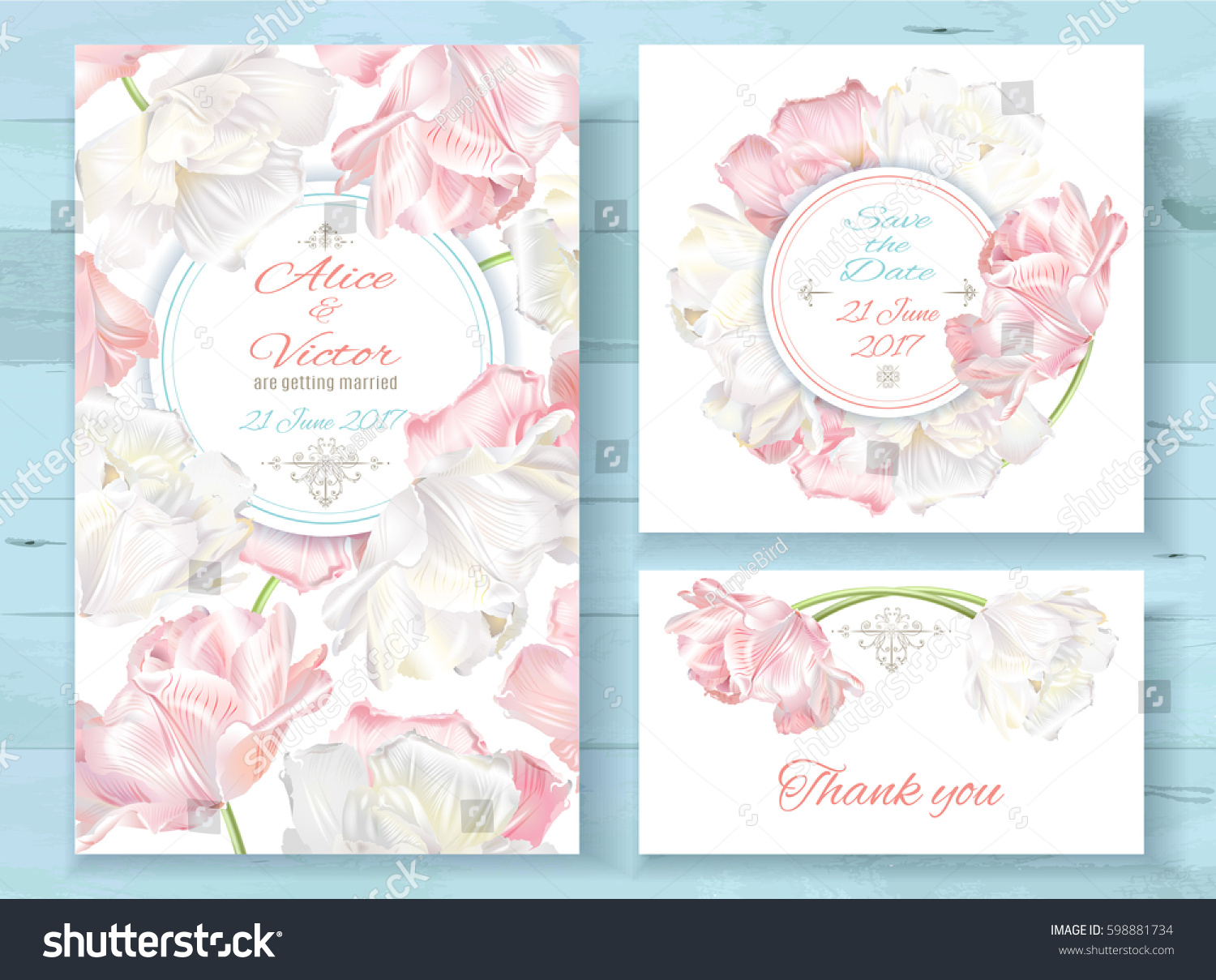 vector wedding invitations set white pink stock vector royalty free tulip wedding invitations