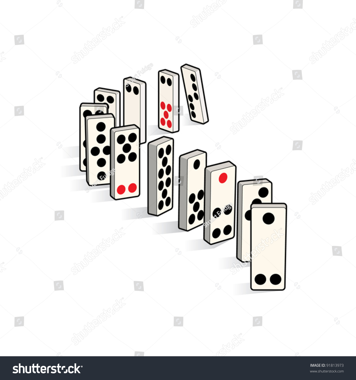 Vector White Dominos Standing Up - 91813973 : Shutterstock