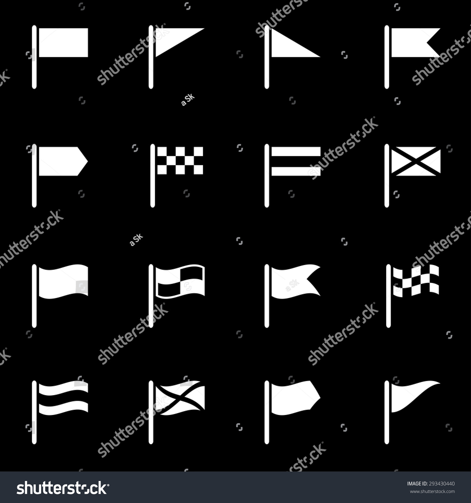 Vector White Flag Icon Set - 293430440 : Shutterstock