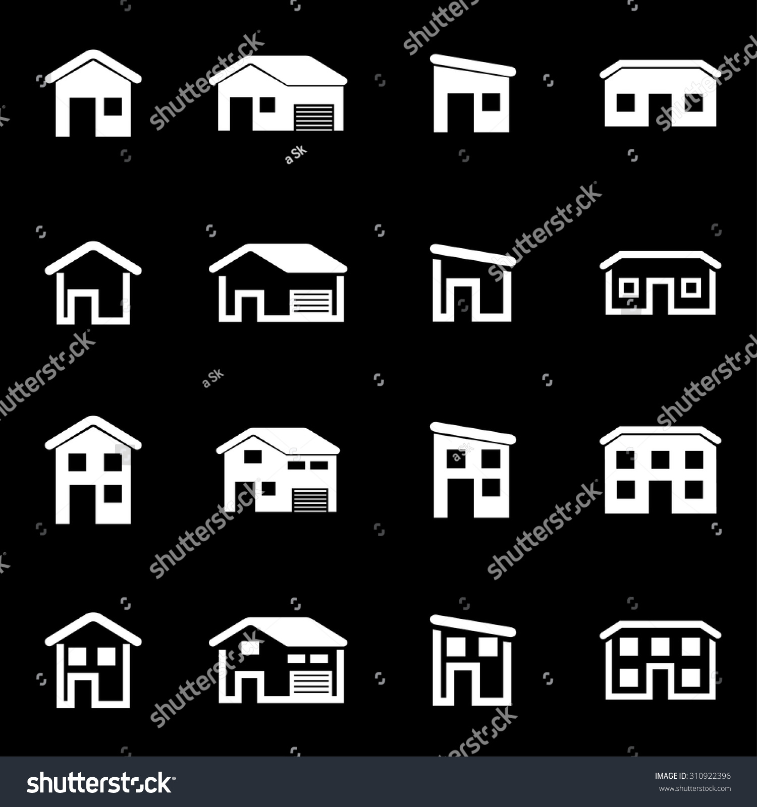 Vector White House Icon Set Stock Vector (Royalty Free) 310922396