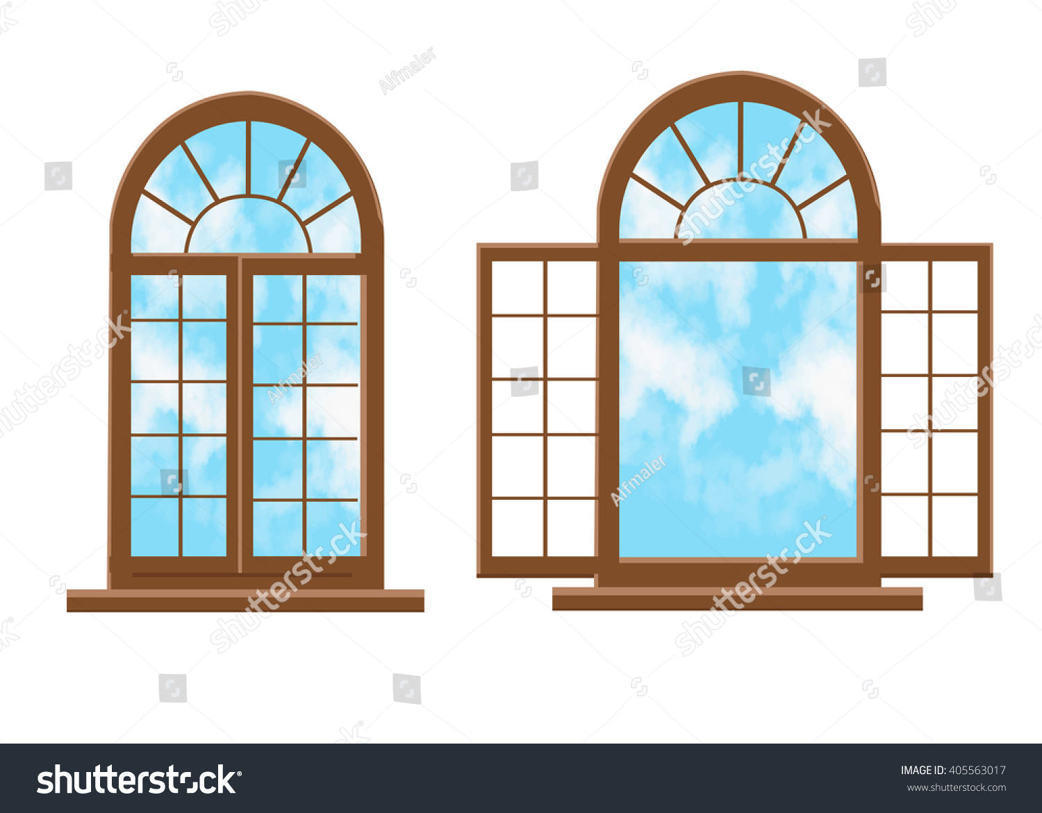 Vector Window Flat Style Open Window Stock Vector (Royalty Free ...