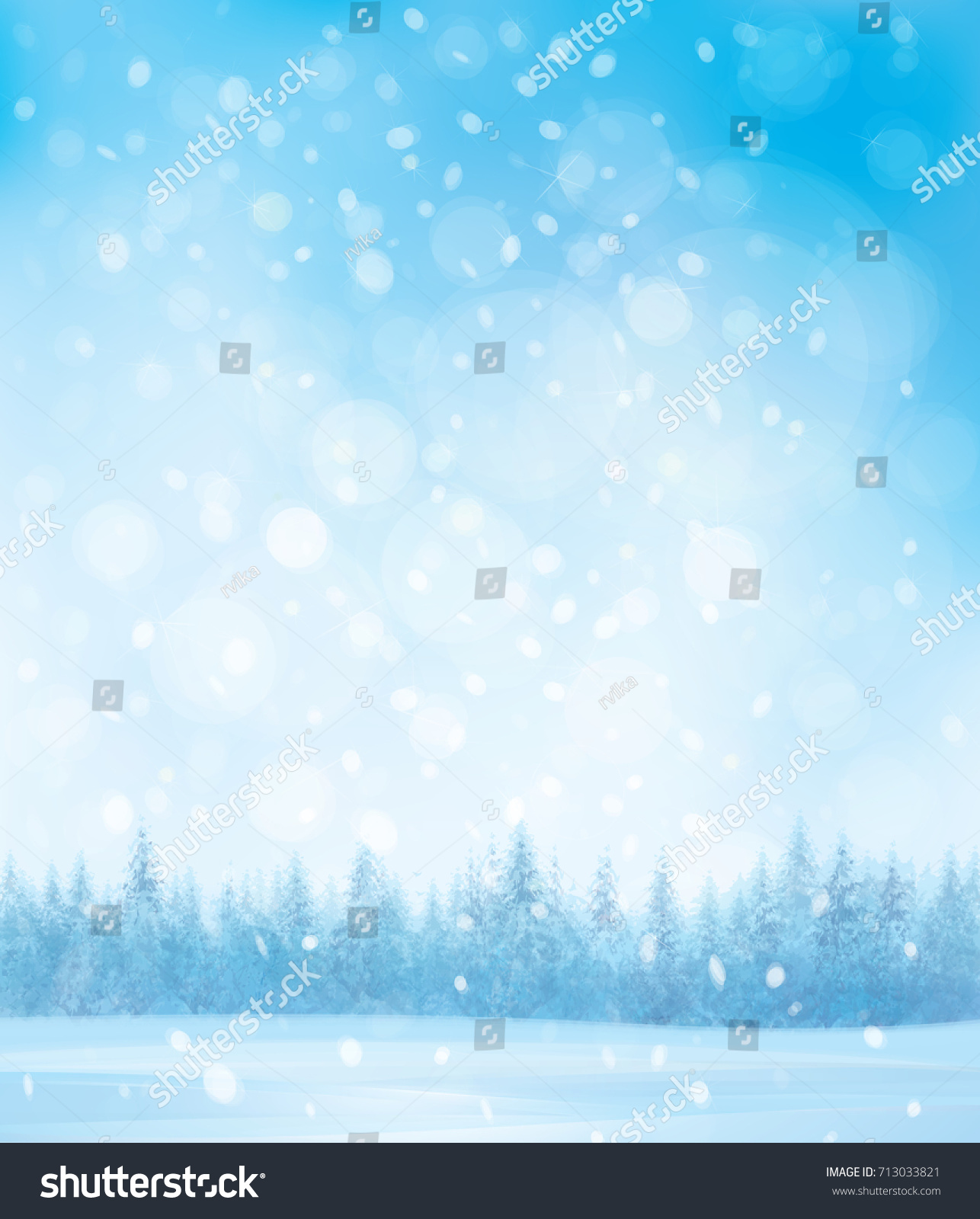 Vector Winter Snow Scenes Forest Background Stock Vector 713033821