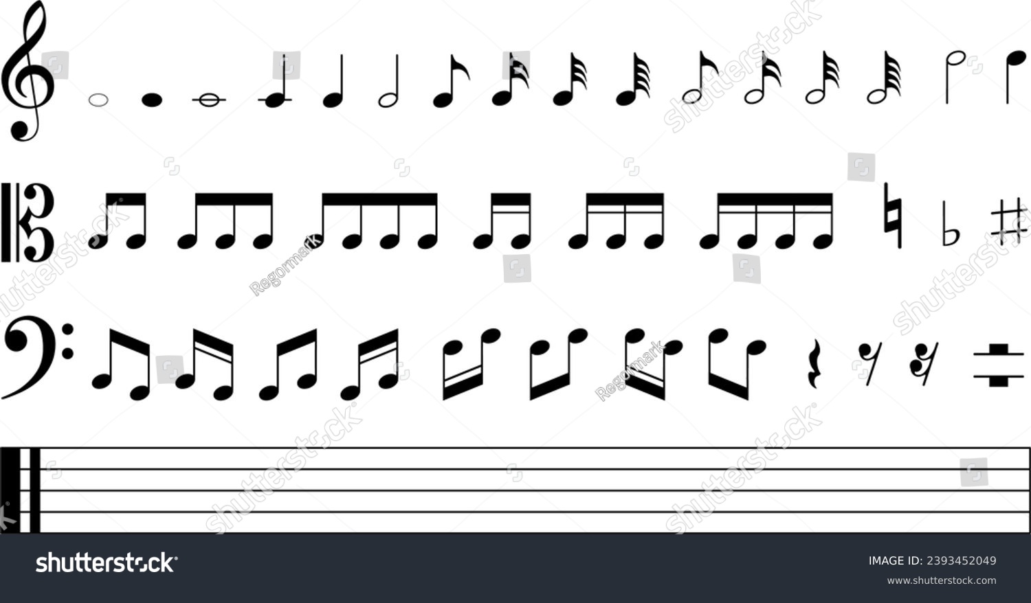SVG of Vector with symbols and musical notes svg