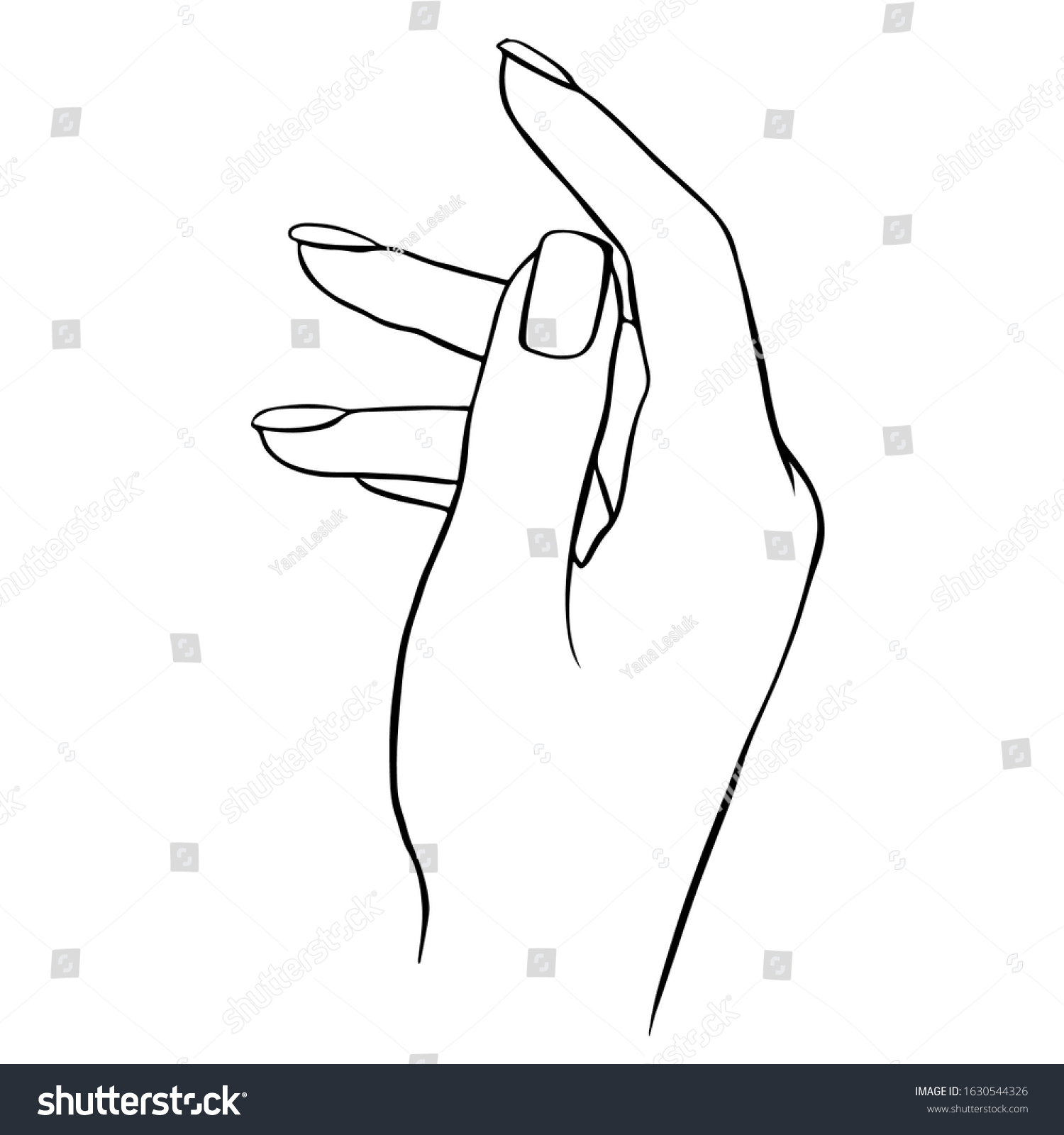 Vector Woman Hand Outline Illustration Isolated Stock Vector Royalty