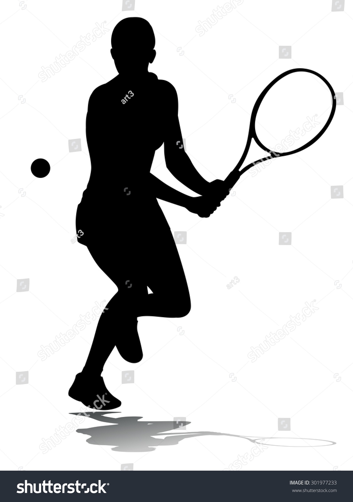 ベクター ウーマン テニス プレーヤー 白い背景に黒いシルエット のベクター画像素材 ロイヤリティフリー
