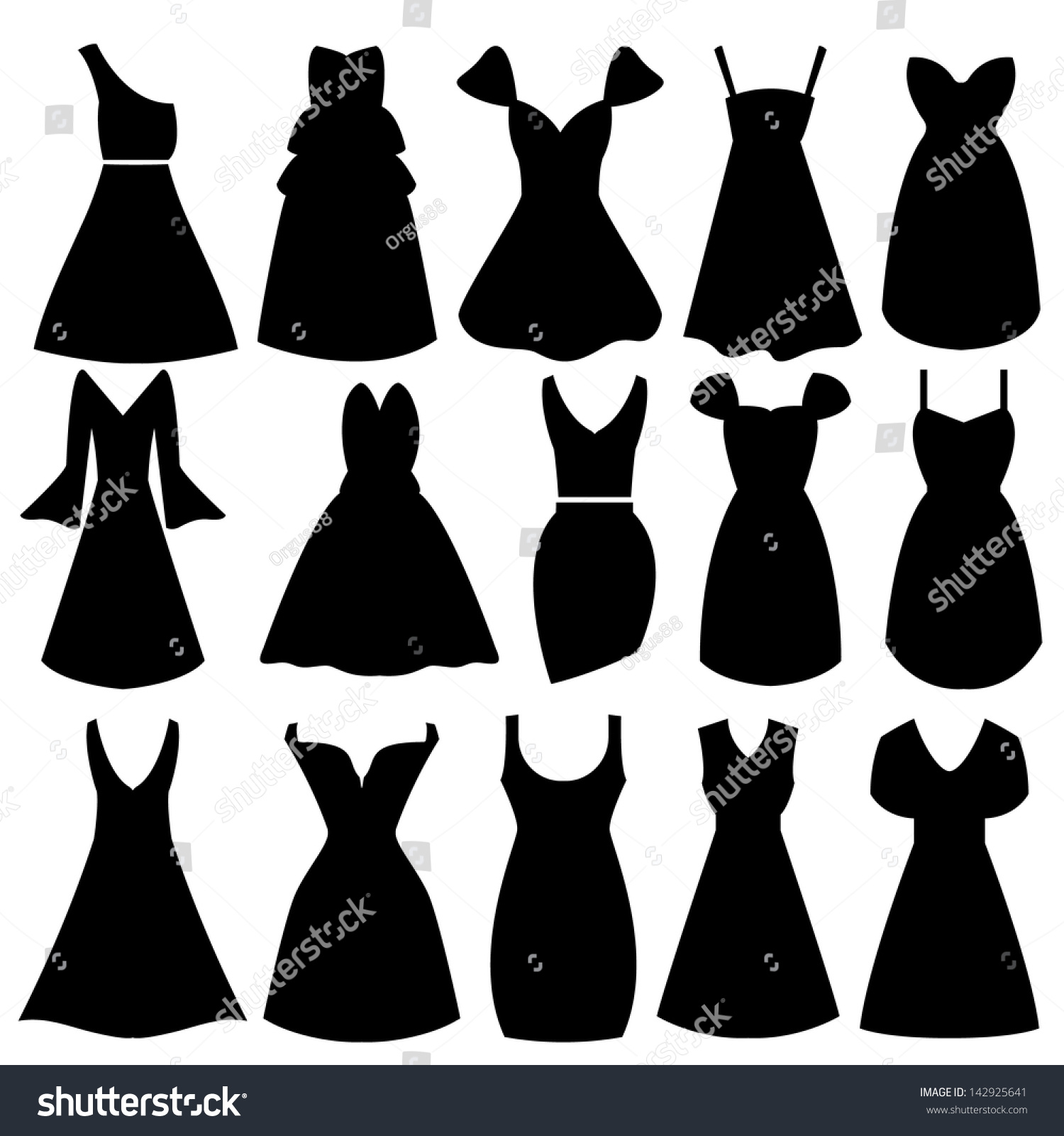 Vector Women Dress Silhouettes Stock Vector 142925641 - Shutterstock