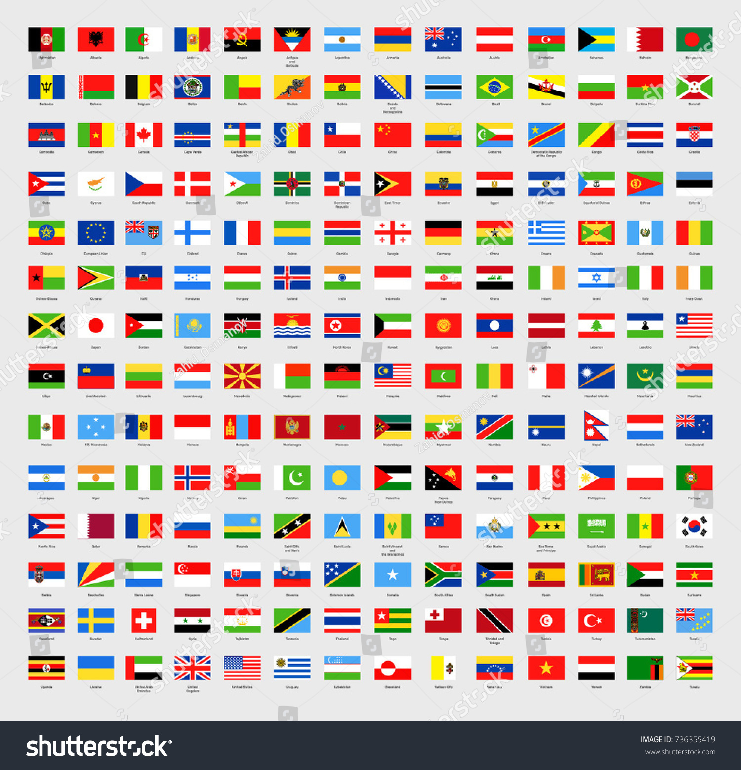 Vector World Flags All One Country 库存矢量图（免版税）736355419 Shutterstock 