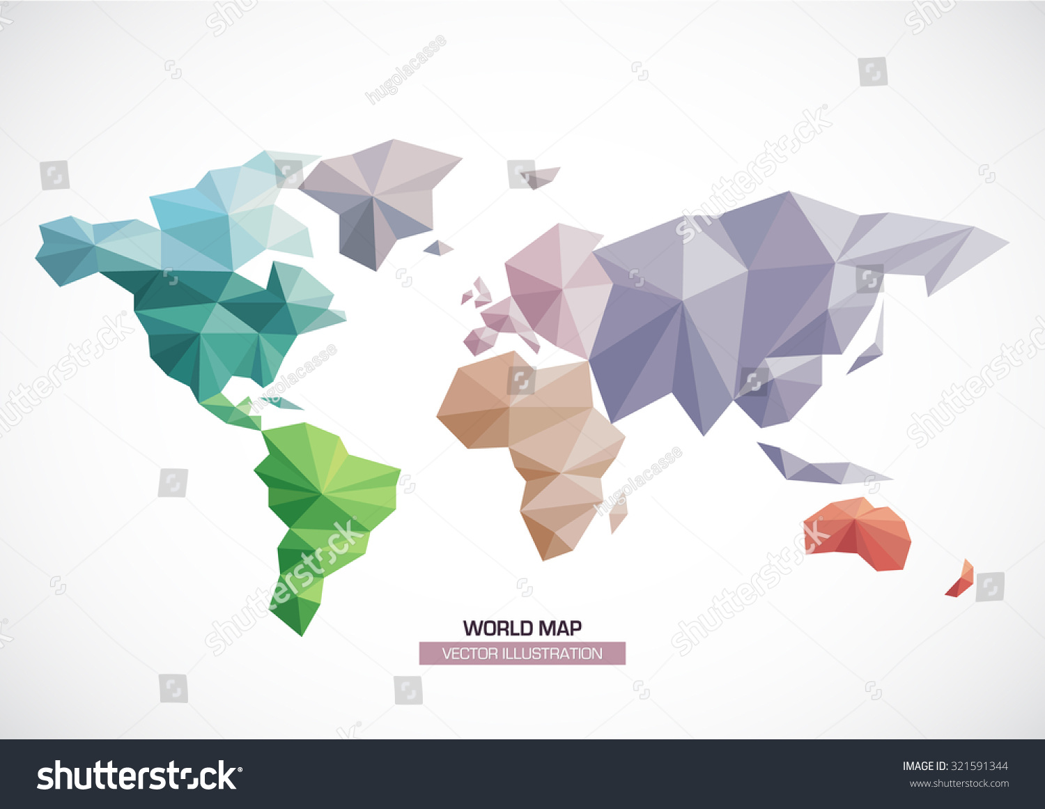 Vector World Map Design. Geometric Style Triangle Pattern Continents ...