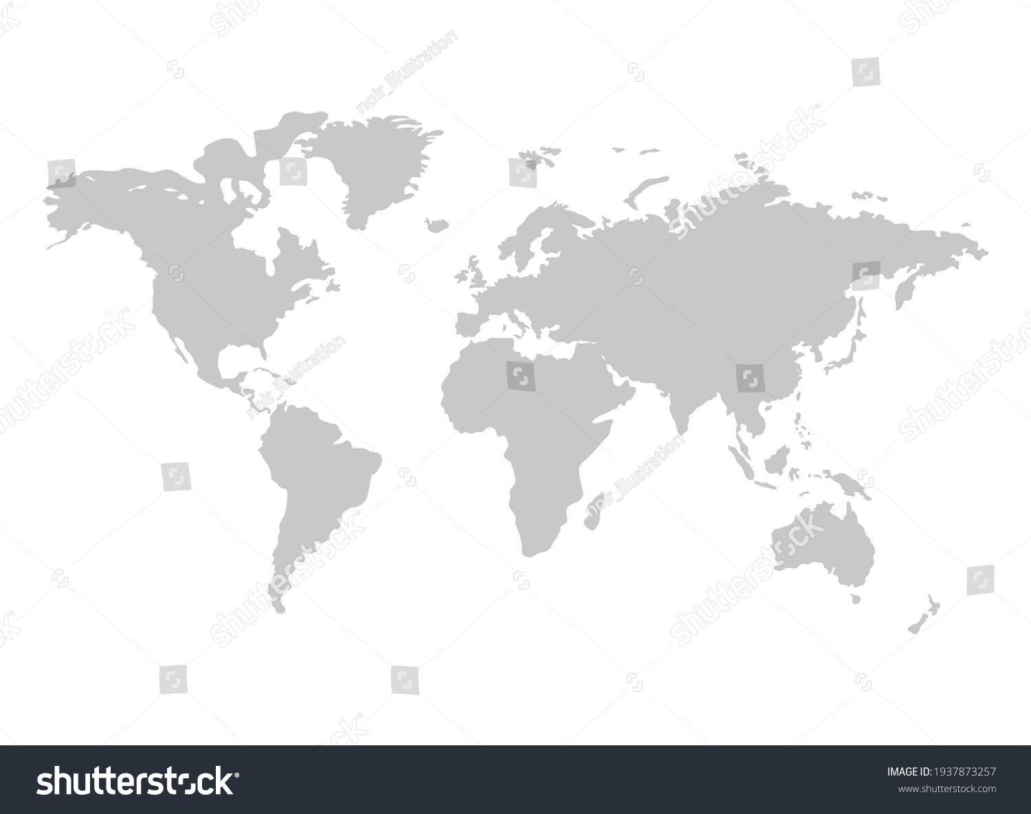 Stock Vector Vector World Map Gray Silhouette Isolated On White Background Illustration Template 1937873257 