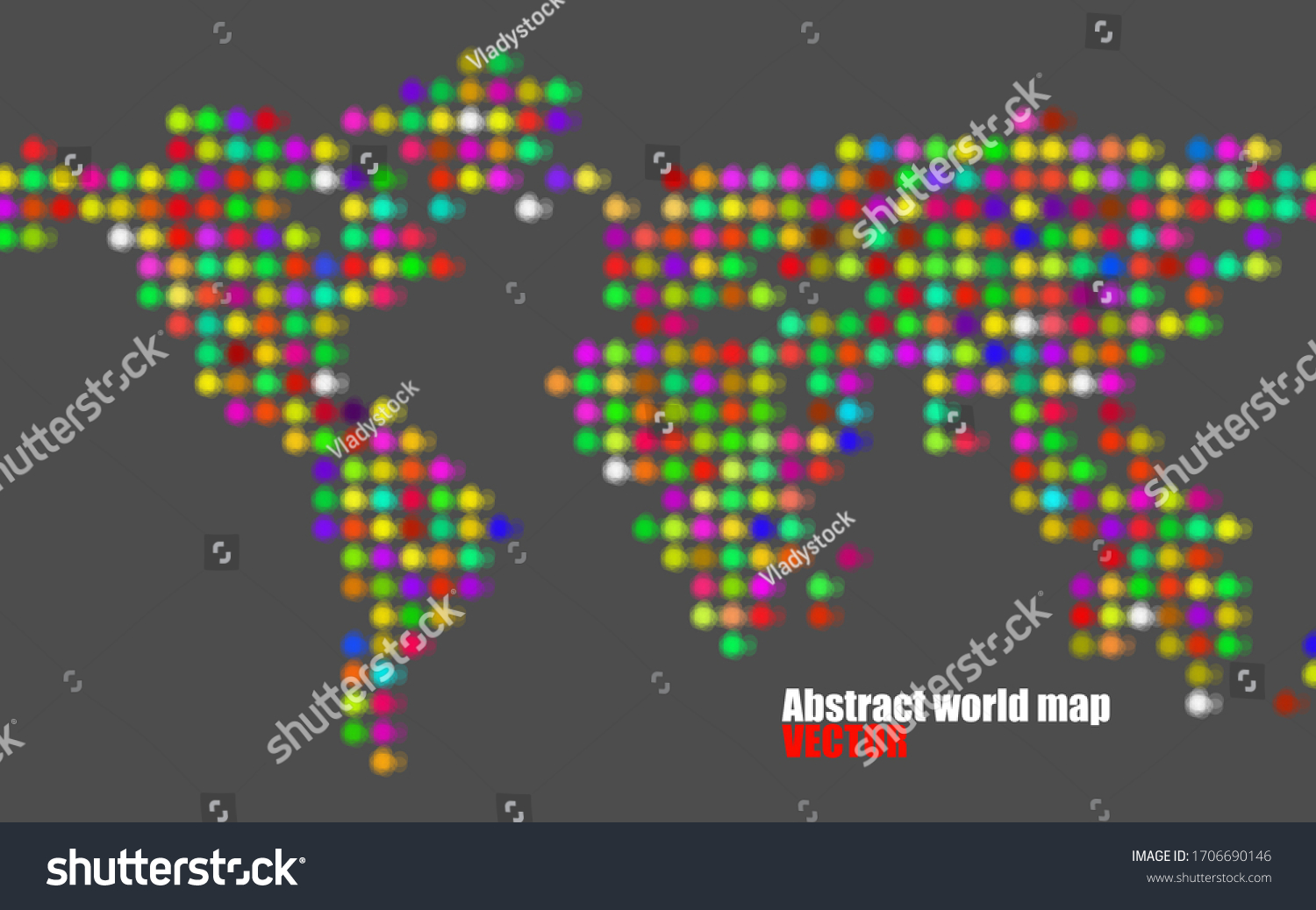 Vektor Stok Vector World Map Illustration Colorful Circles Tanpa Royalti 1706690146 Shutterstock