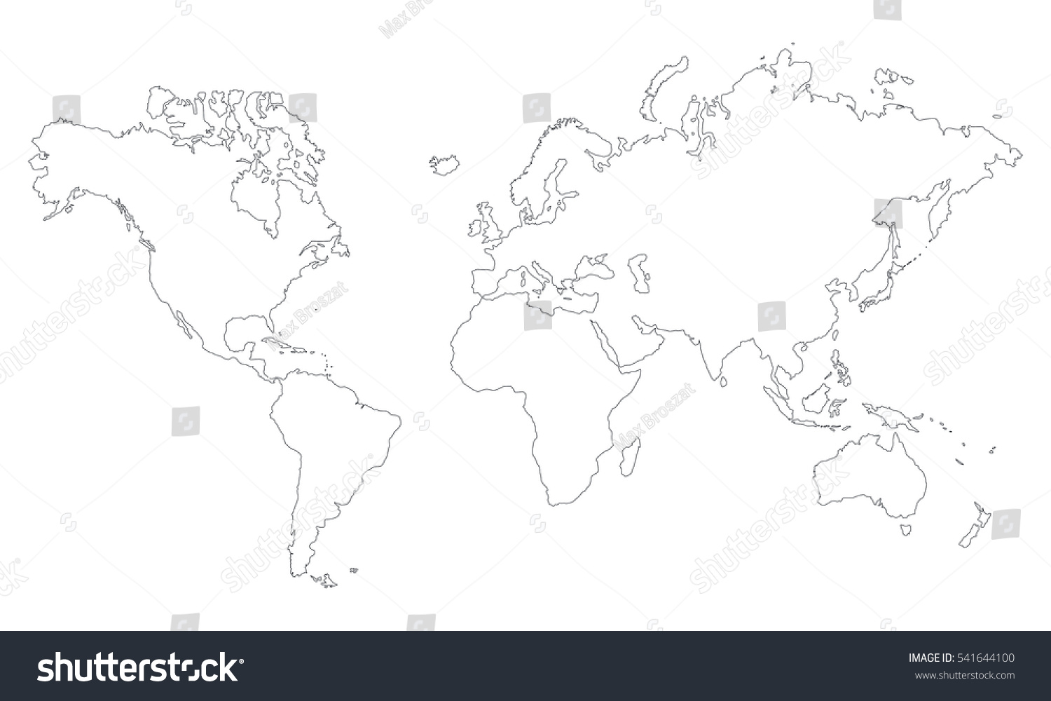 Vector World Map Without Countries Plain Stock Vector Royalty