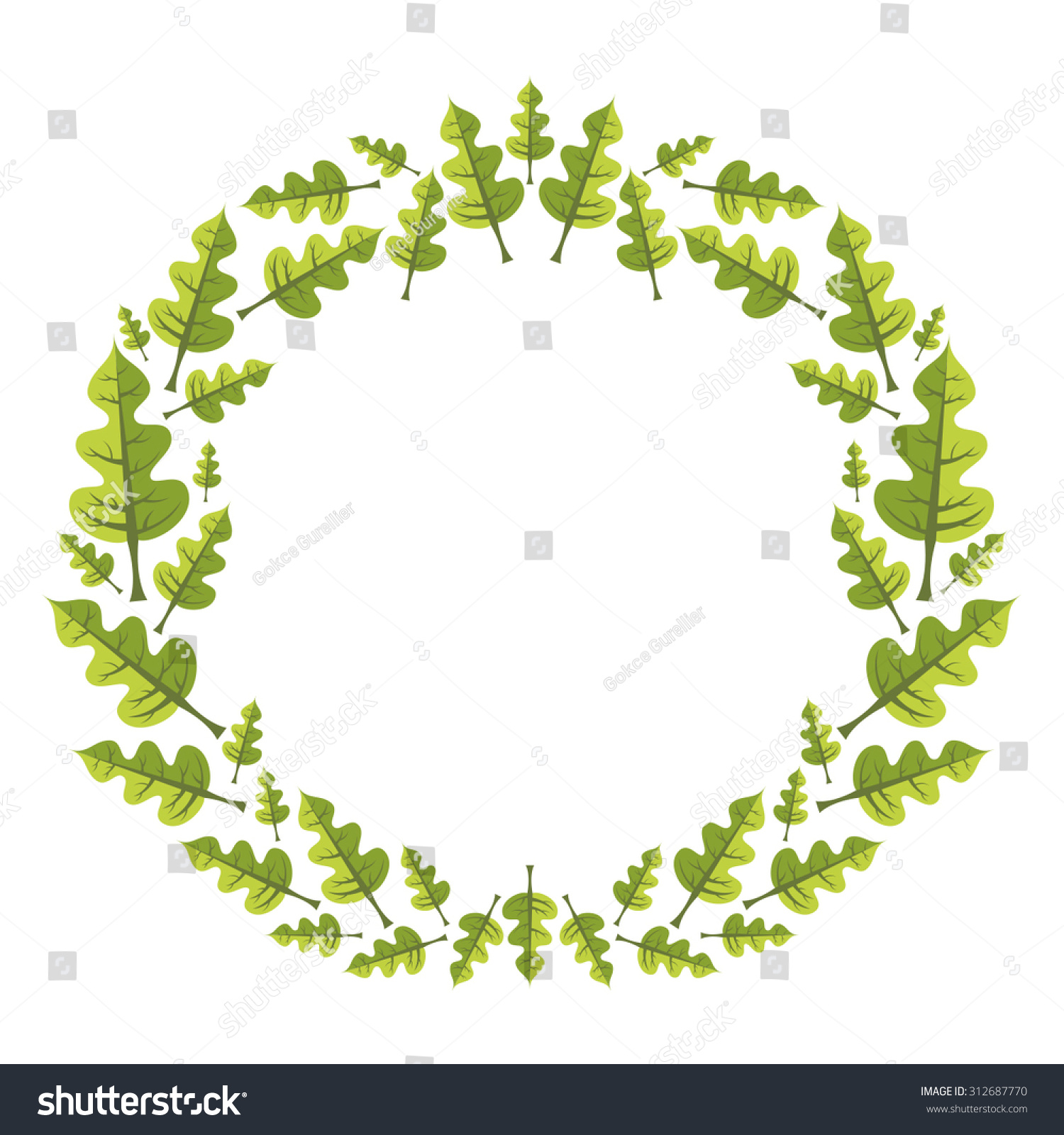 Vector Wreath Green Leaves Stock Vector 312687770 - Shutterstock