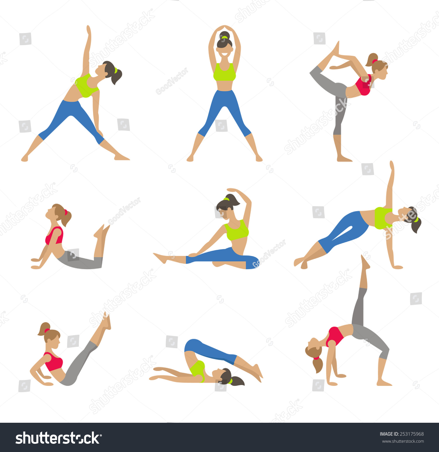 Vector Yoga Illustration. Yoga Set. Yoga Exercises. Women Yoga. Yoga ...