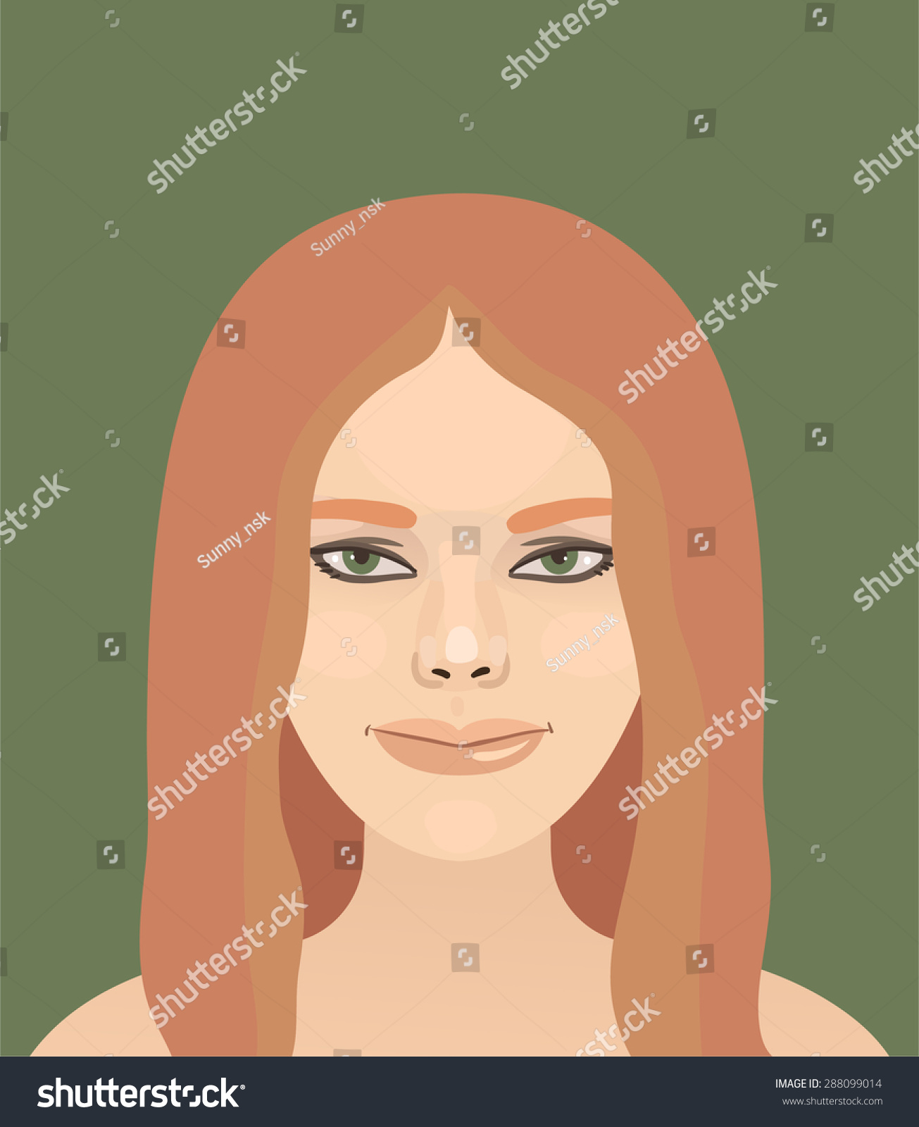 Vector Young Pretty Red Hair Woman Stock Vector 288099014 