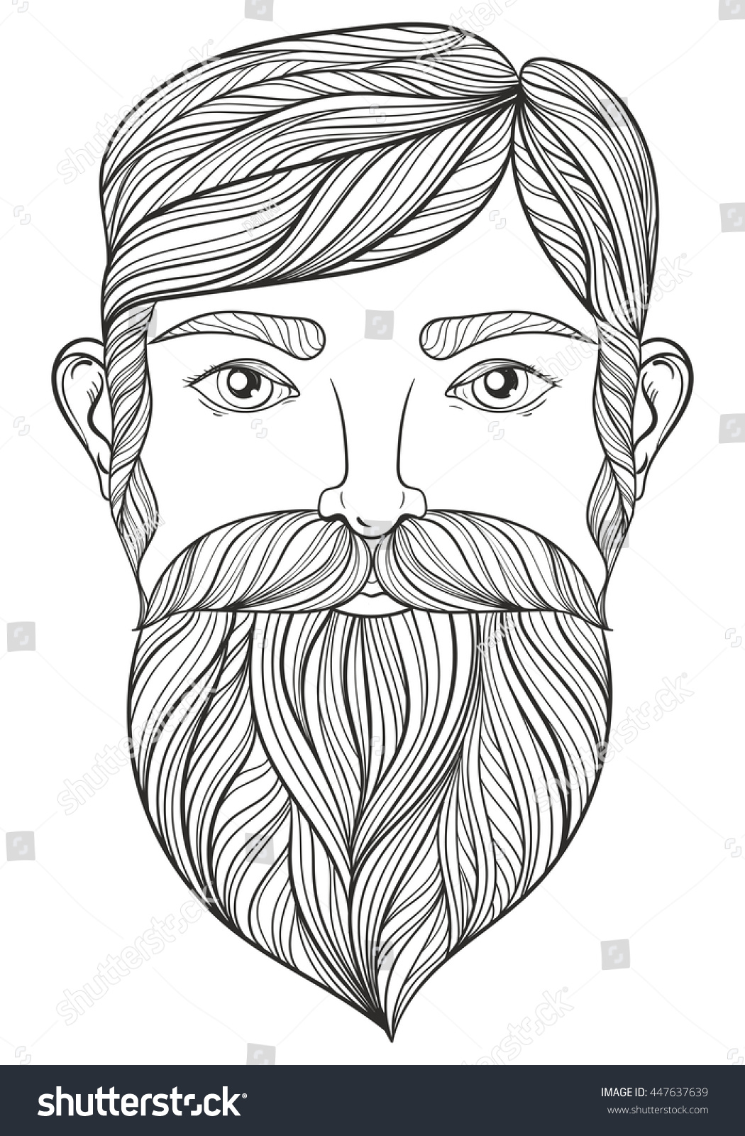 Vector Zentangle Portrait Man Mustache Beard Stock Vector 447637639 ...