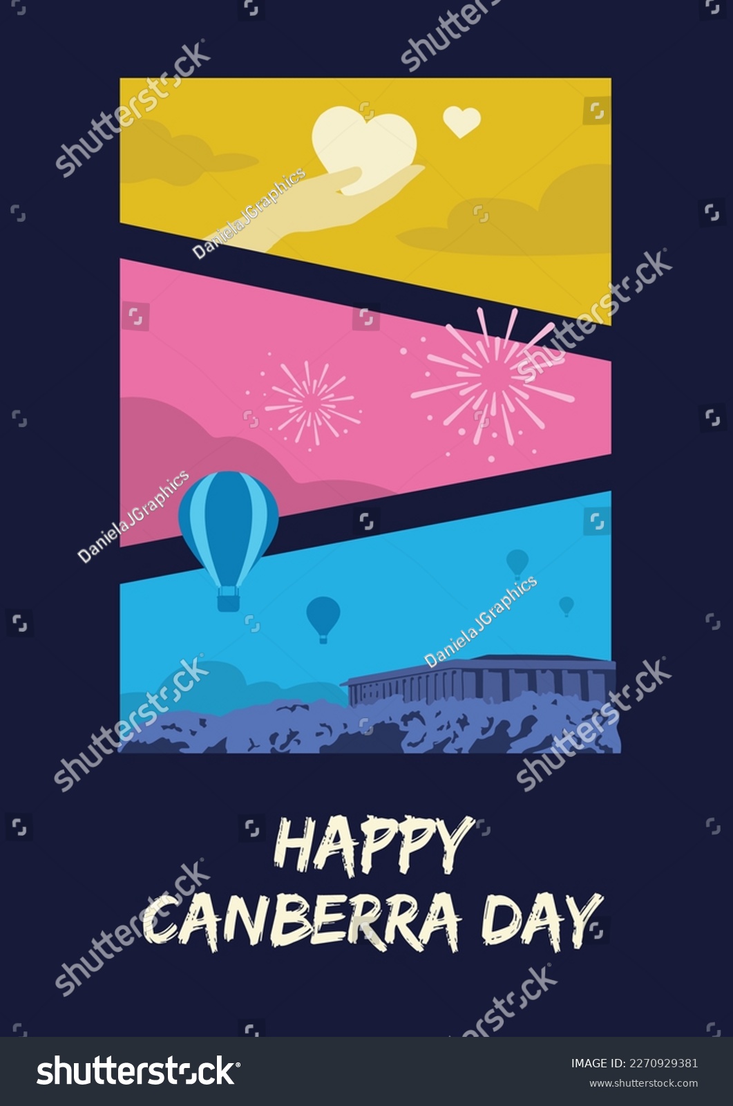 SVG of VECTORS. Editable poster for the Canberra Day in Australia. Balloon festival, giving day, charity, fireworks, light show, traditions svg
