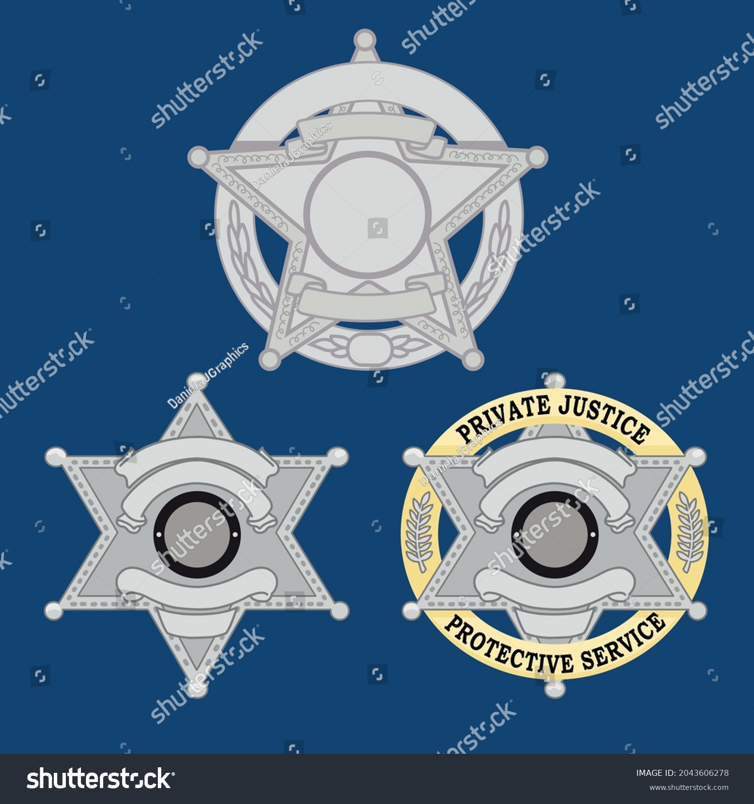 SVG of VECTORS. Five point Sheriff Star and Six point Sheriff Stars Badges, silver, gray, deputy, sergeant, pin svg