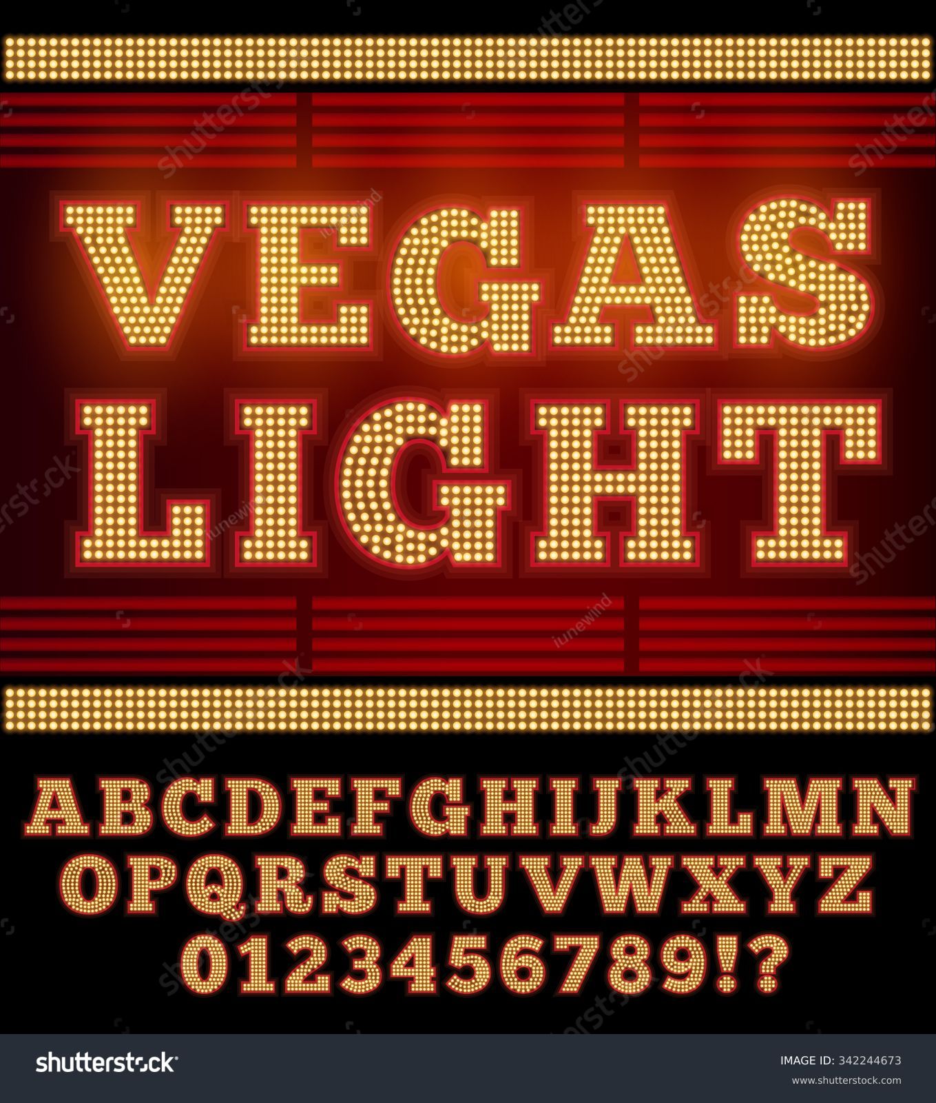 SVG of Vegas Casino or Retro Broadway Style Night Font. Gold and Red colored vector alphabet svg