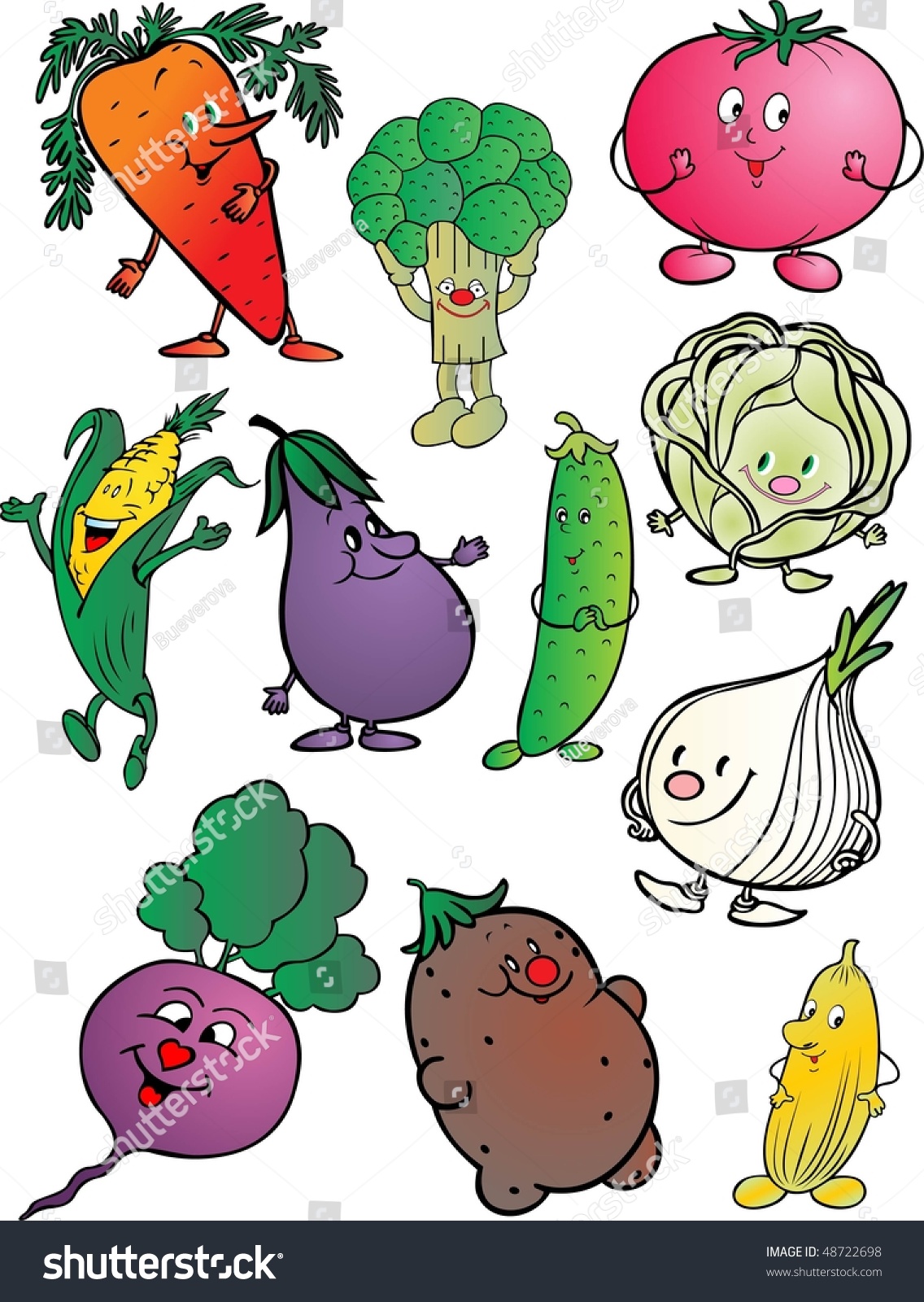 Vegetables Set Stock Vector Illustration 48722698 : Shutterstock