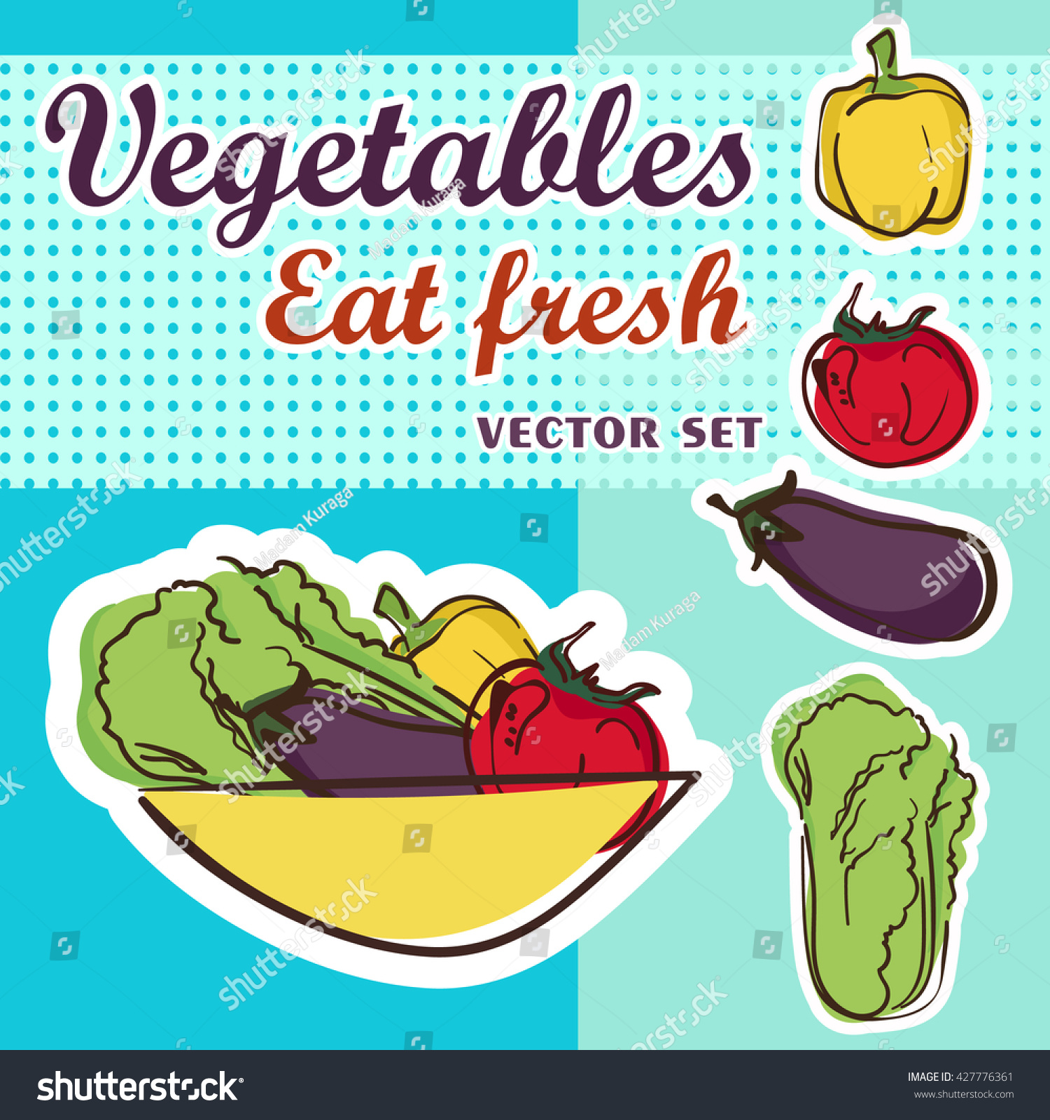 Vegetables Vector Set Healthy Food Hand Stock Vector Royalty Free 427776361 Shutterstock 3399