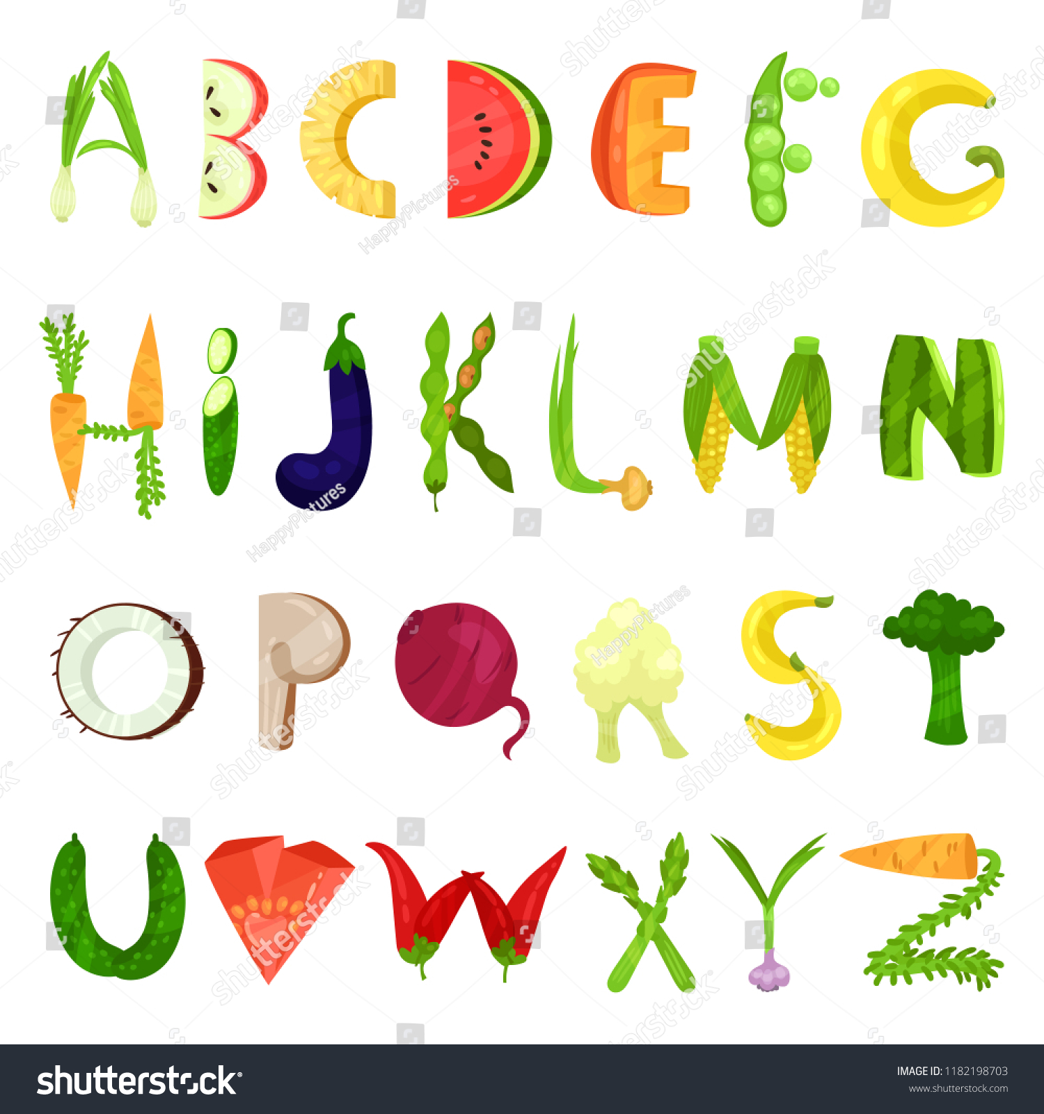 8,616 Fruit And Vegetable Alphabet Images, Stock Photos & Vectors ...