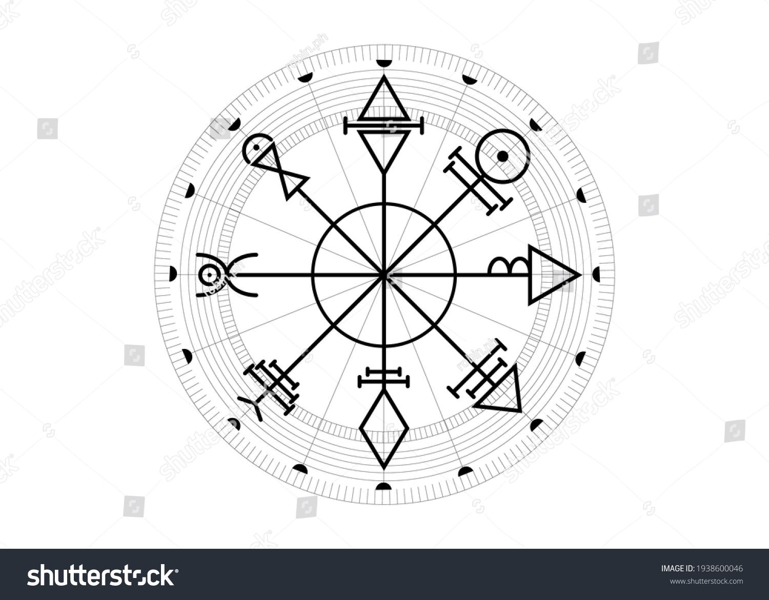 Vegvisir Compass Mystical Characters Venus Amulet Stock Vector (Royalty ...