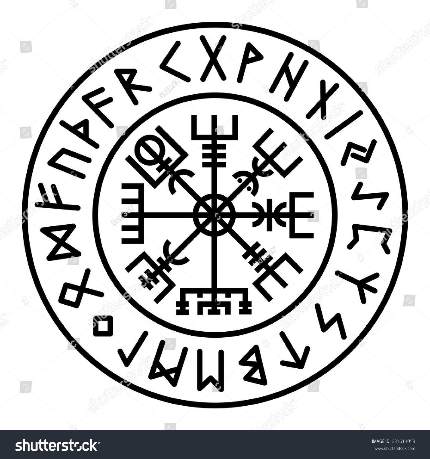 Vegvisir Runes Stock Vector (Royalty Free) 631614059 | Shutterstock