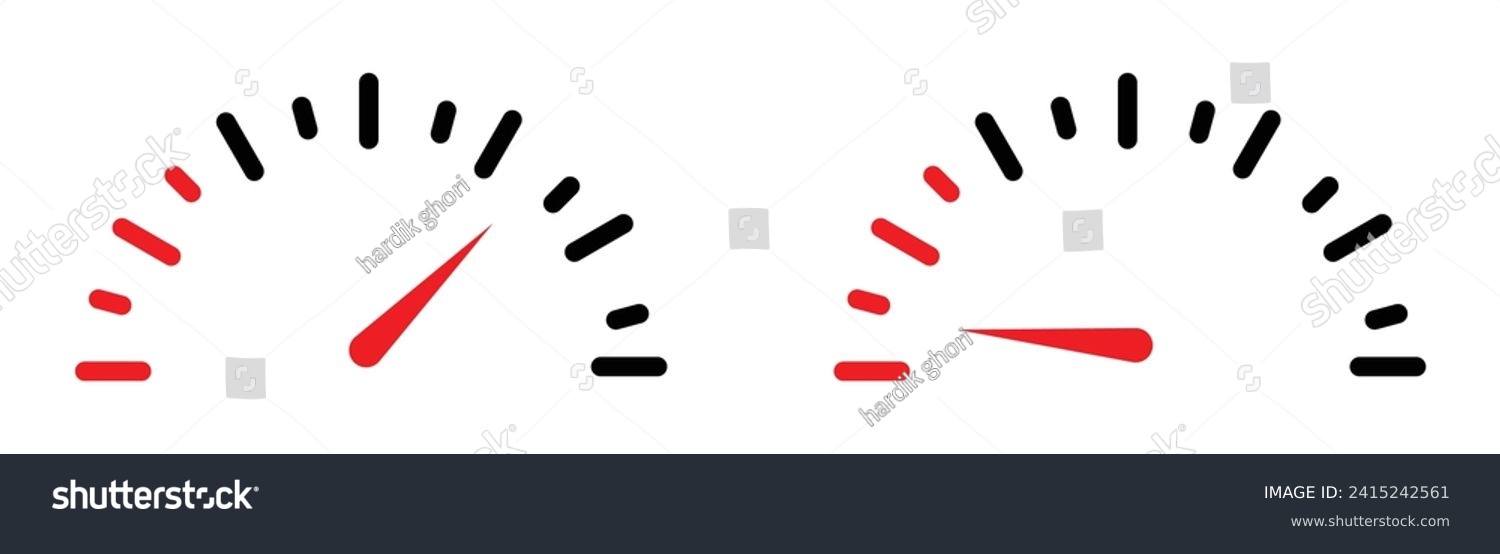 SVG of Vehicle Fuel Gauge Vector Icon Set. Automobile Gasoline Meter Vector Symbol for UI Design. svg