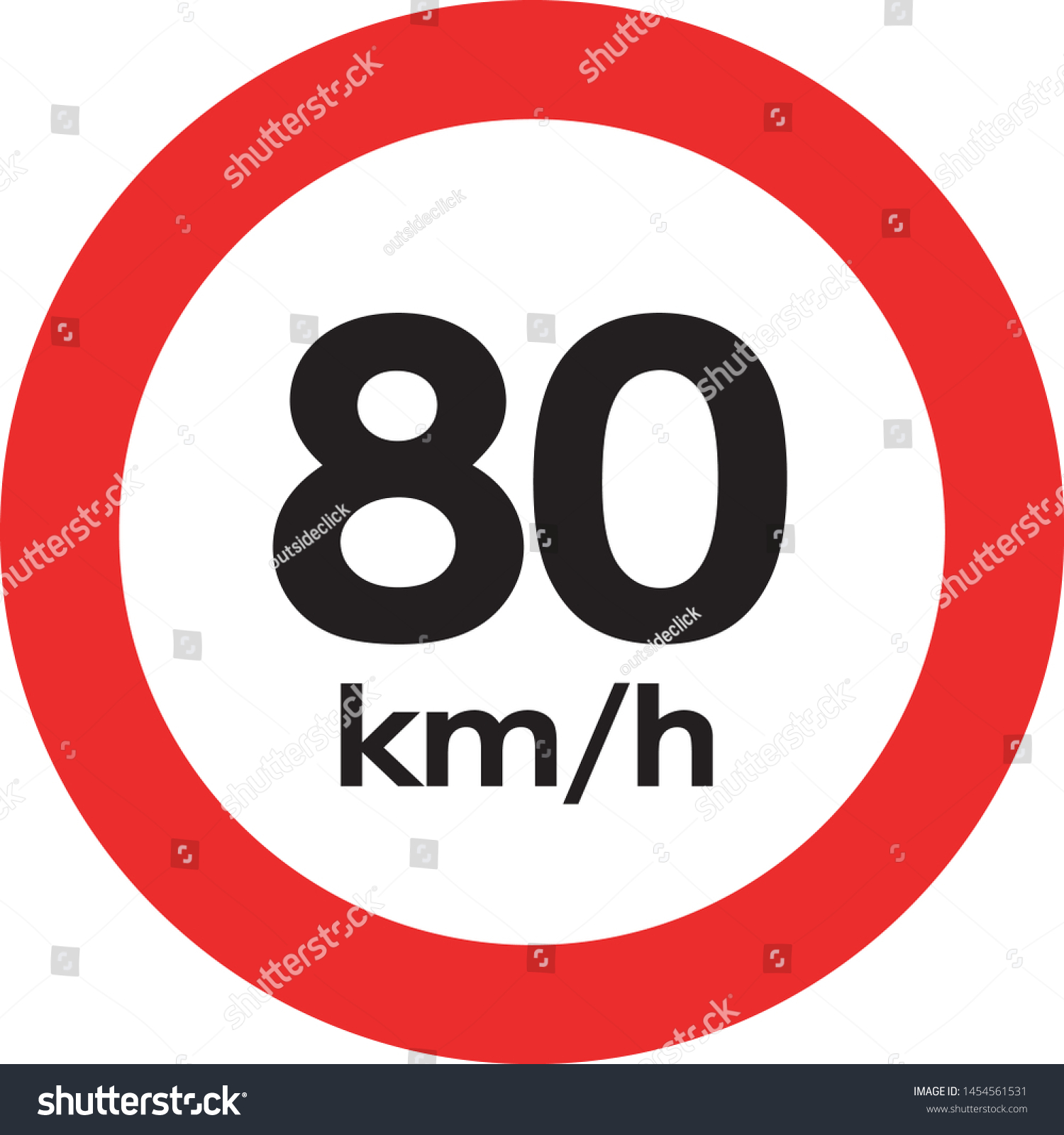 Velocidade Maxima Permitida 80 Kmh Maximum Stock Vector (Royalty Free ...