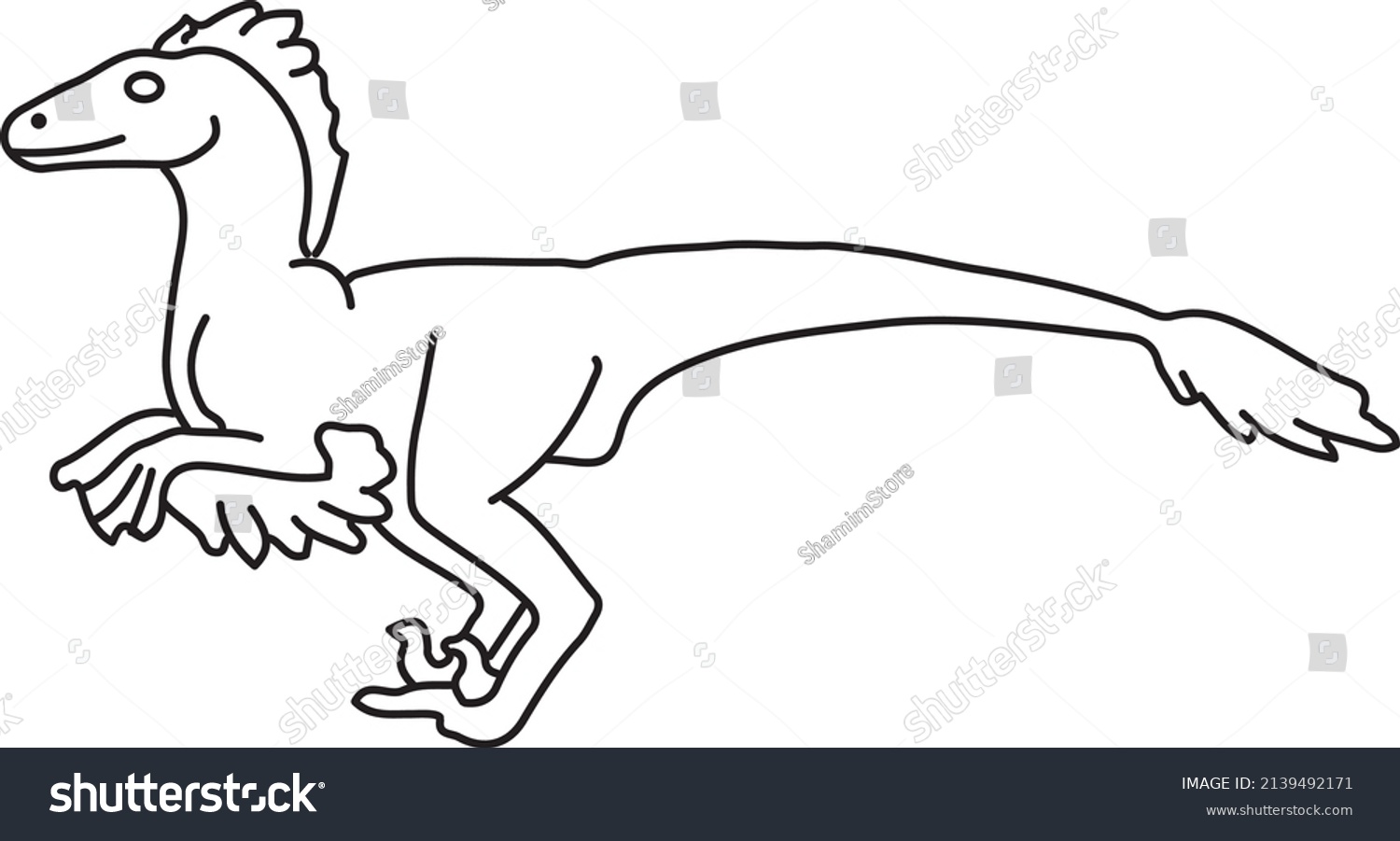 Velociraptor Line Art Vector Drawing Stock Vector (Royalty Free ...