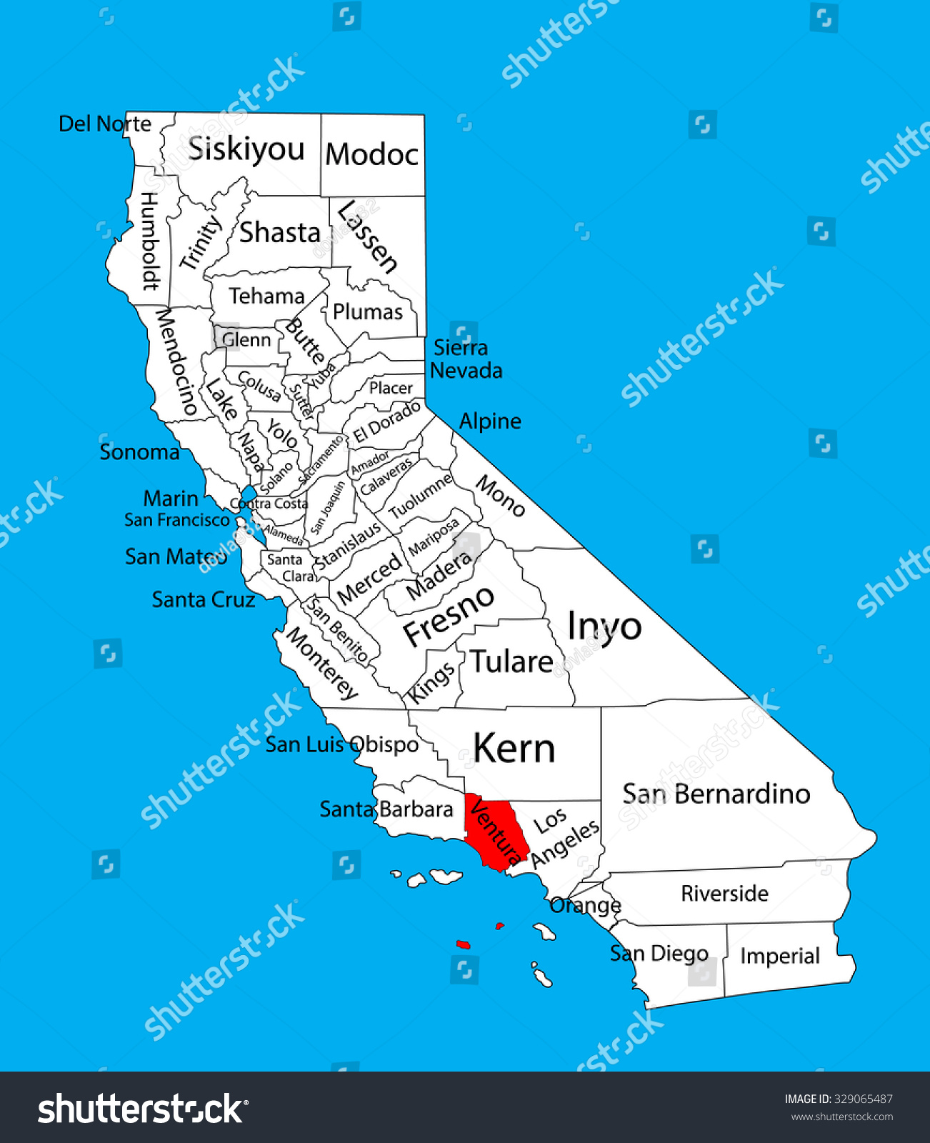 ventura county california map Ventura County California United States America Stock Vector Royalty Free 329065487 ventura county california map