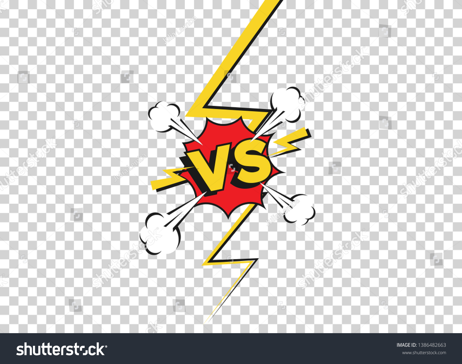 SVG of Versus fight backgrounds in flat comics style. Vs battle challenge isolated on transparent background. Vector cartoon comics background. Comic fighting duel with lightning ray border. svg