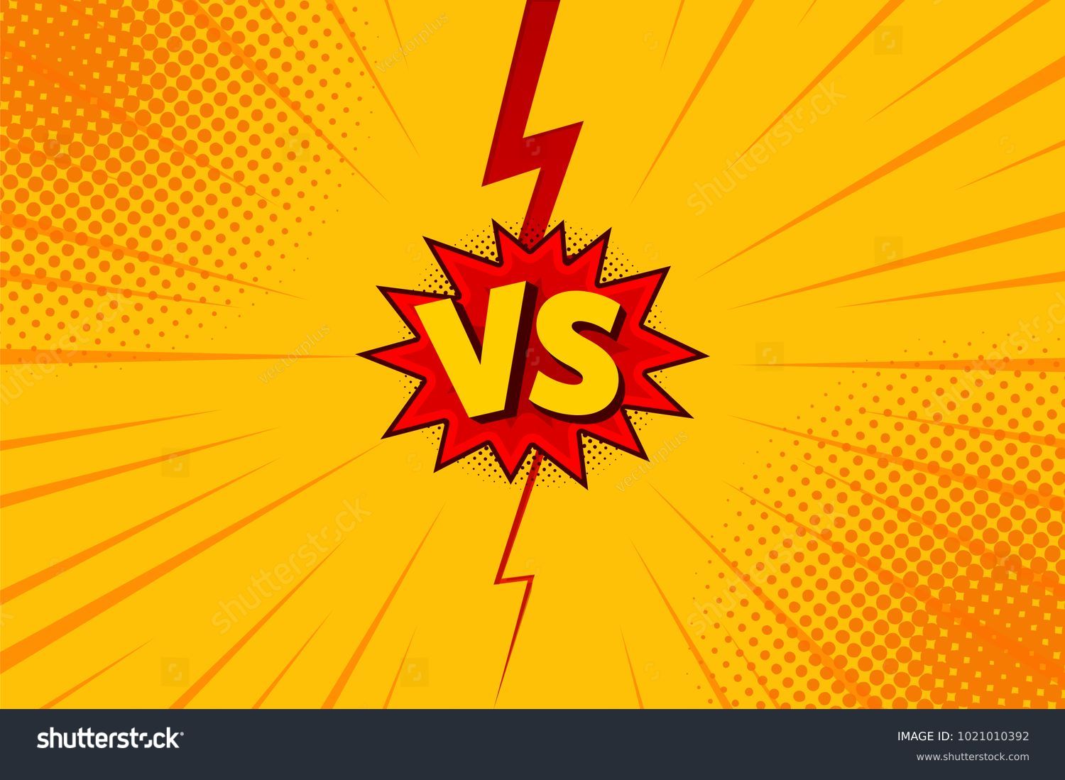 SVG of Versus VS letters fight backgrounds in flat comics style design with halftone, lightning. Vector illustration svg