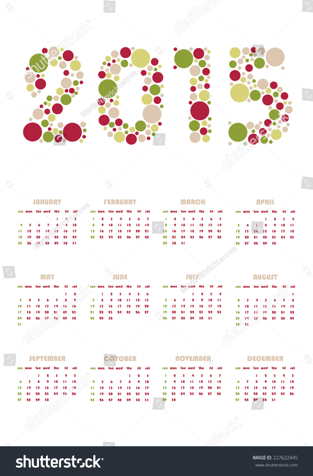vertical calendar 2015