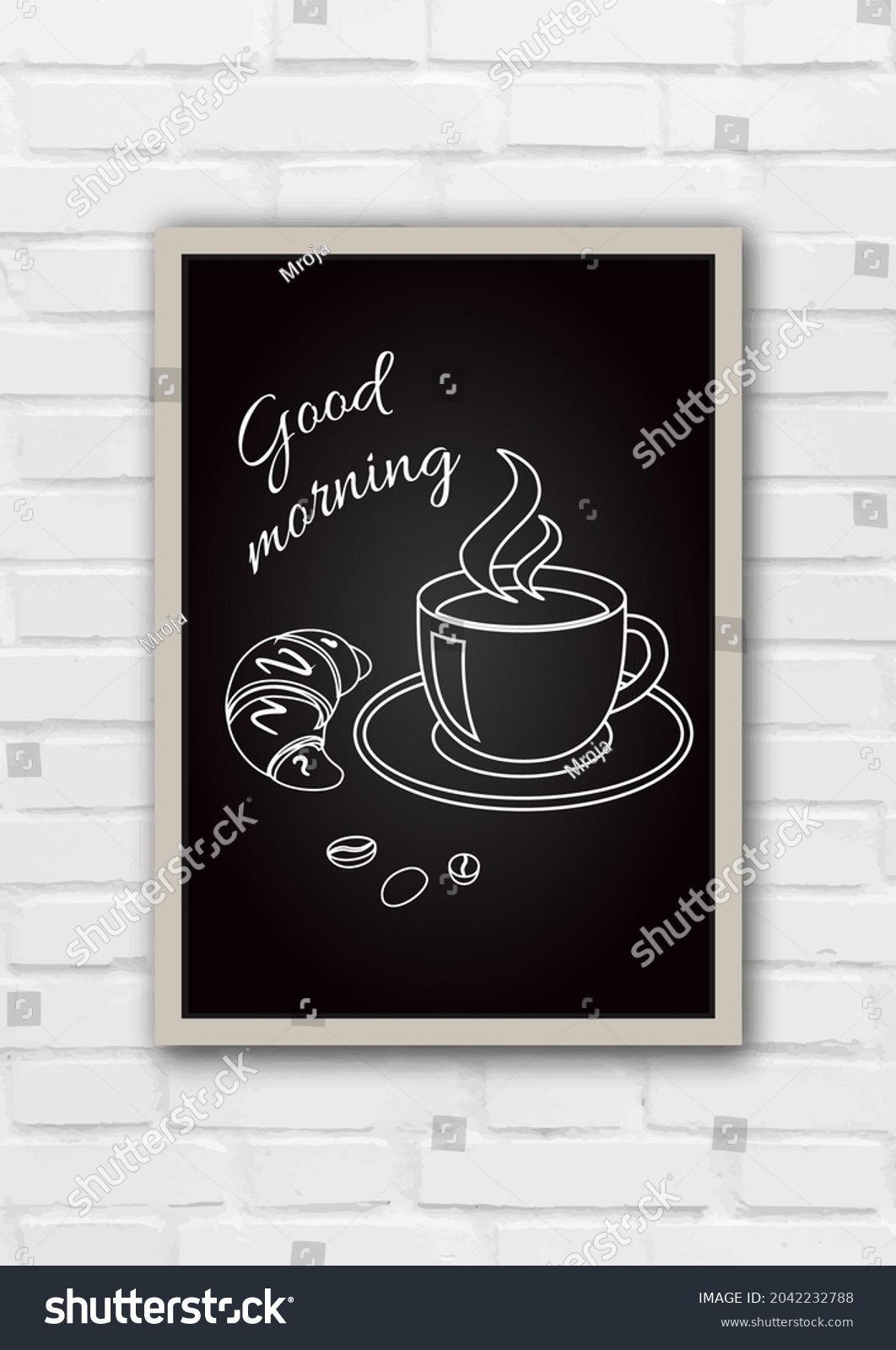 Vertical Poster Cup Coffee Croissant Lettering Stock Vector (Royalty ...