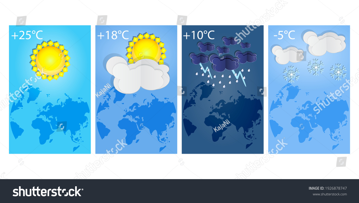 Vertical Posters Set Different Types Weather: เวกเตอร์สต็อก (ปลอดค่า