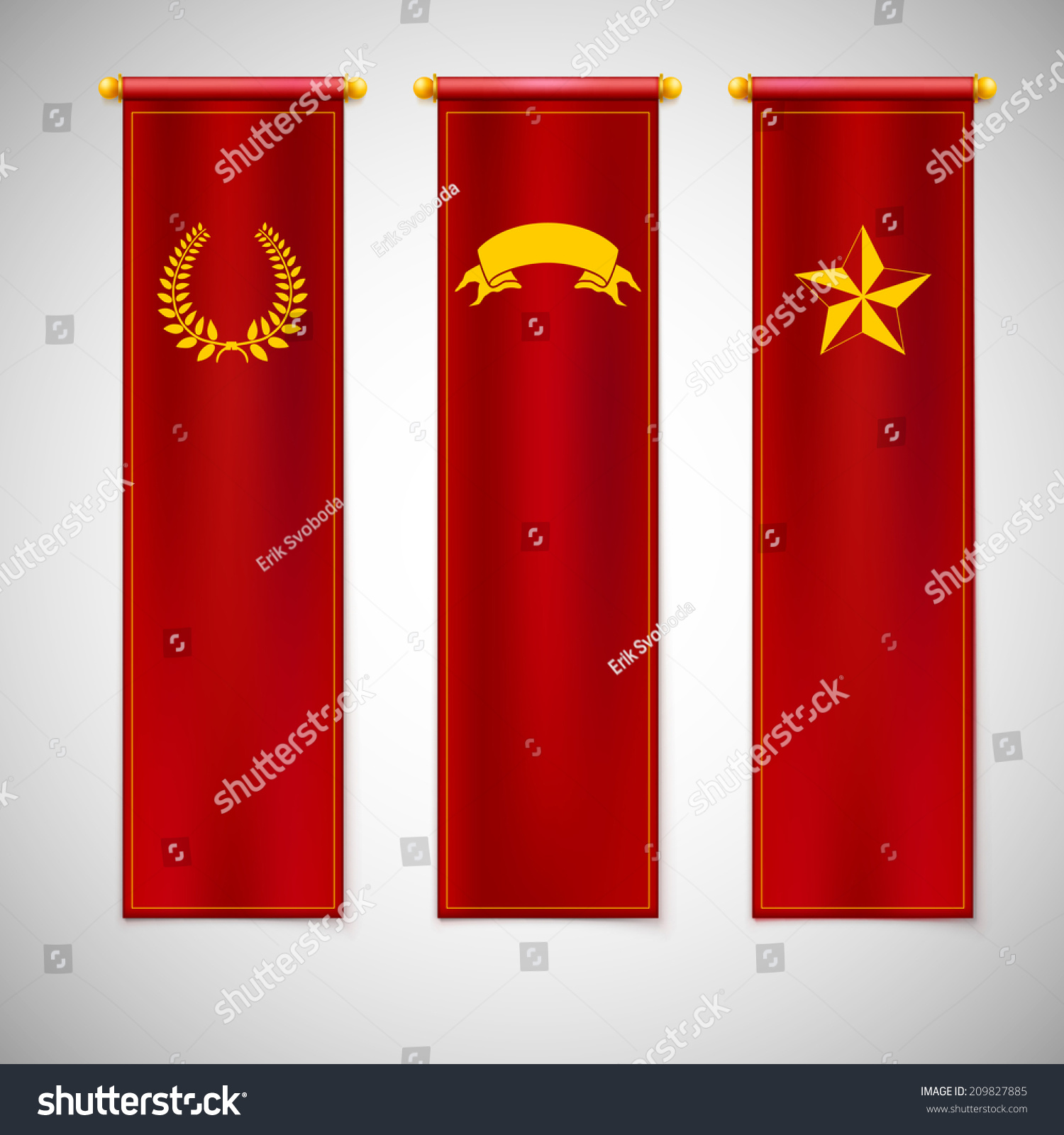 Vertical Red Flags Emblems Vector Illustration Stock Vector (Royalty ...