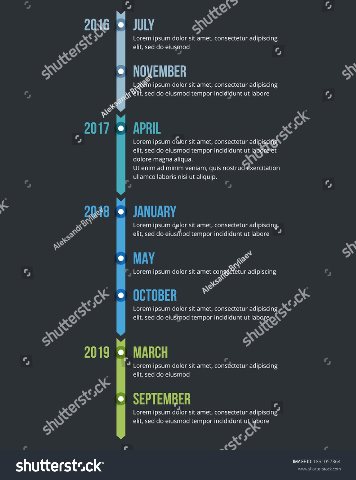 Vertical Timeline Infographics Template Arrows Workflow Stock Vector Royalty Free 1891057864 7154