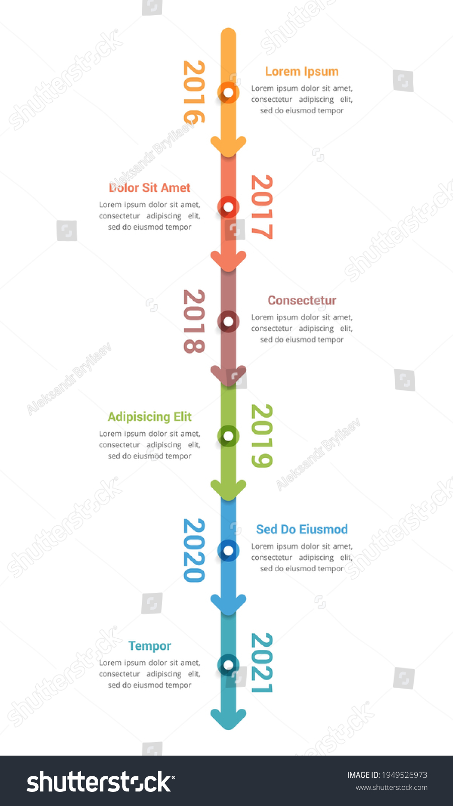 Vertical Timeline Infographics Template 6 Arrows Stock Vector Royalty Free 1949526973 4915
