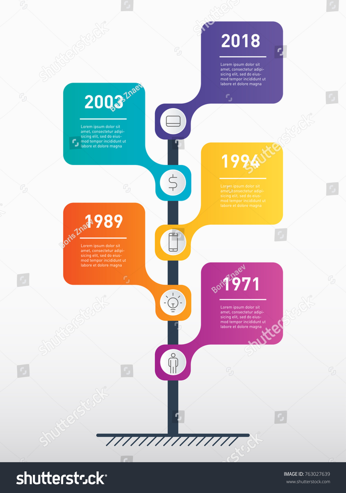 Vertical Timeline Infographics Development Growth Business Stock Vector Royalty Free 763027639 9110
