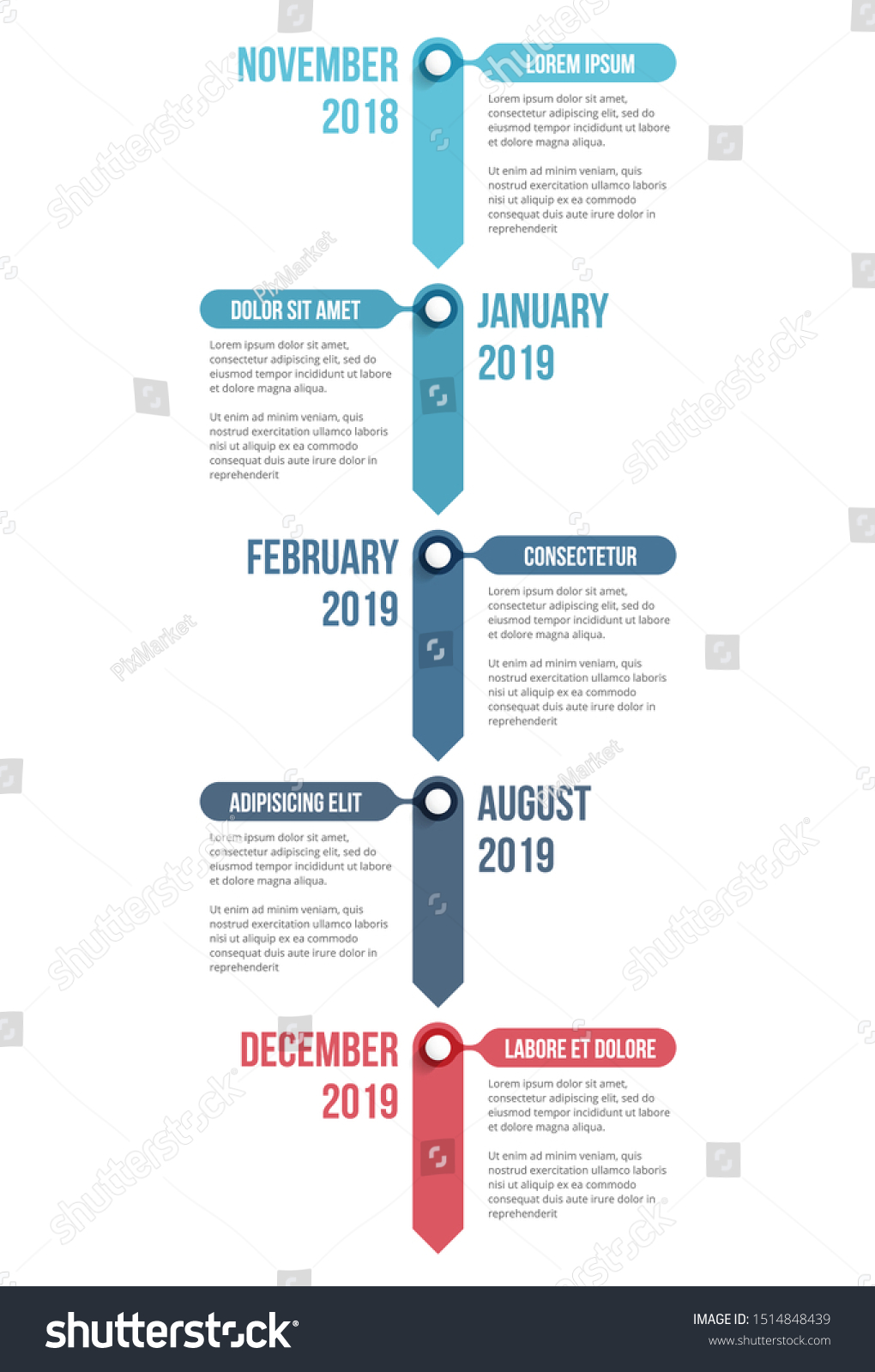 vertical-timeline-template-five-arrows-infographic-stock-vector