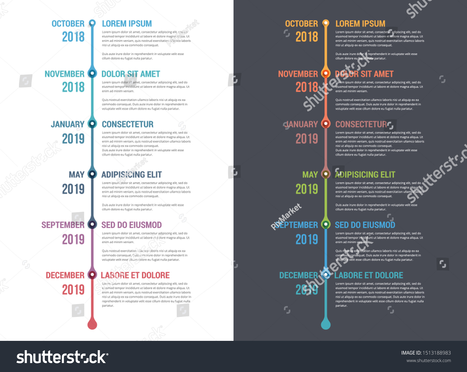 Vertical Timeline Template Six Elements Infographic Stock Vector ...