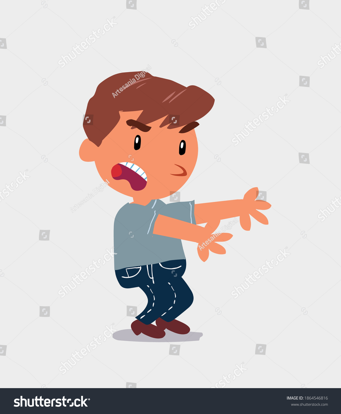 Very Angry Cartoon Character Little Boy Stock Vector (Royalty Free ...