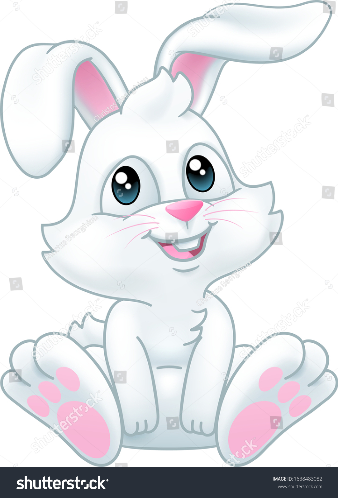 Very Cute Easter Bunny Rabbit Cartoon Stock Vector Royalty Free 1638483082